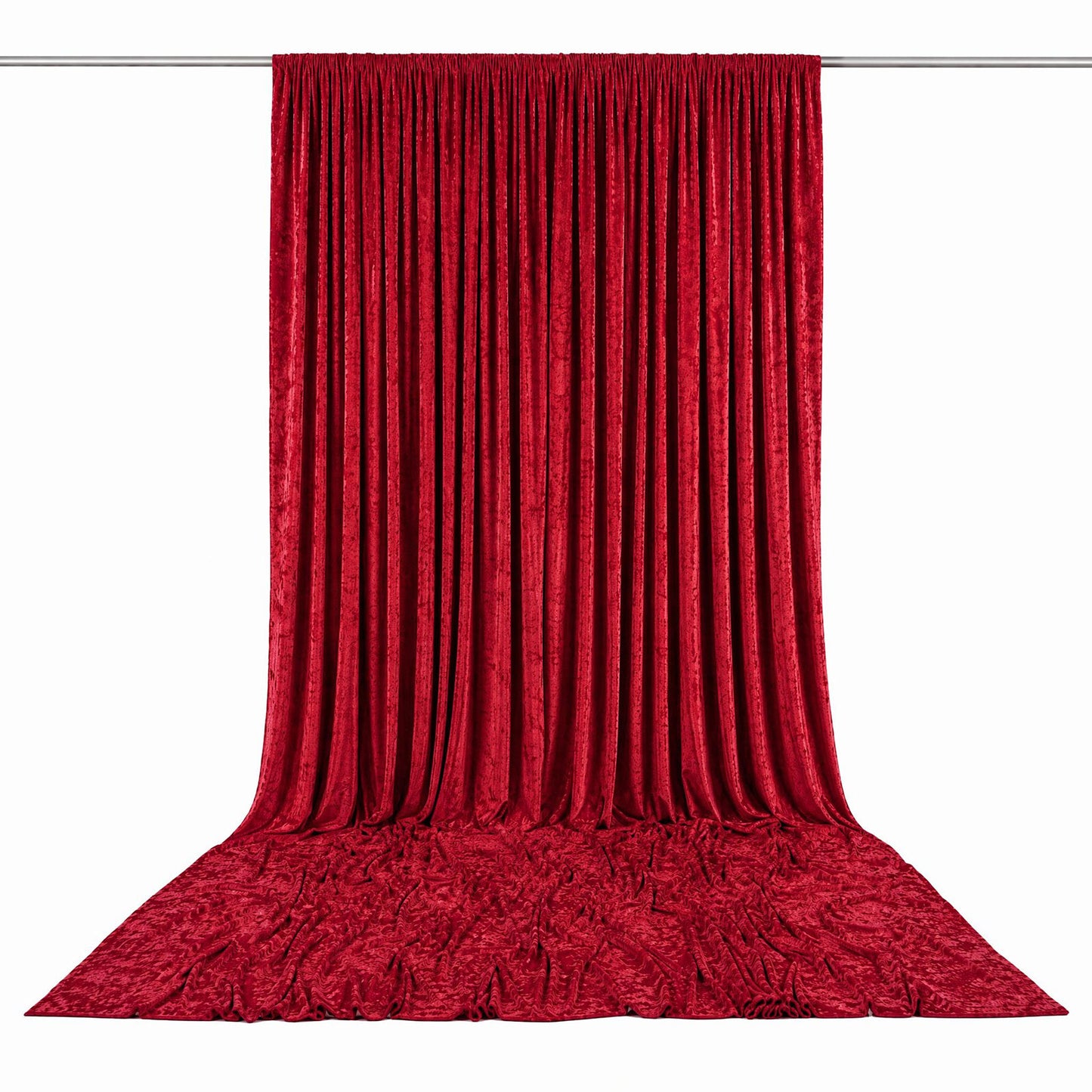 10ft x 16ft Premium Crushed Velvet Backdrop Curtain Red – Ceiling Drape Panel & Stage Backdrop with 
