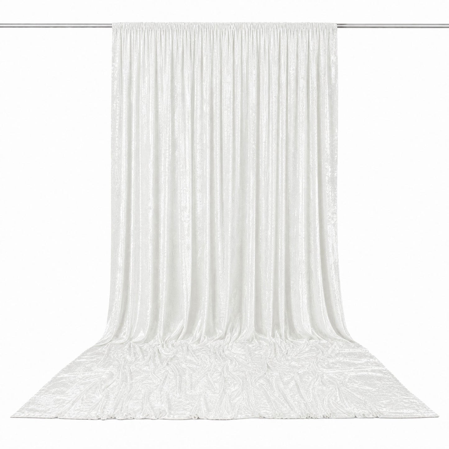 10ft x 16ft Premium Crushed Velvet Backdrop Curtain White – Ceiling Drape Panel & Stage Backdrop wit