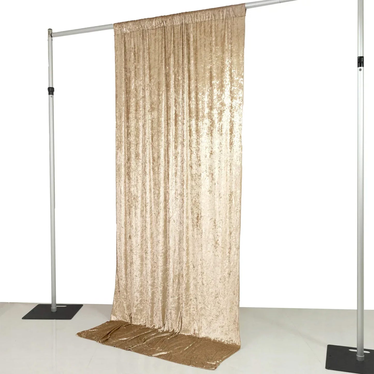 5ft x 10ft Premium Crushed Velvet Backdrop Curtain Beige – Event Drape Panel & Photo Booth Backgroun