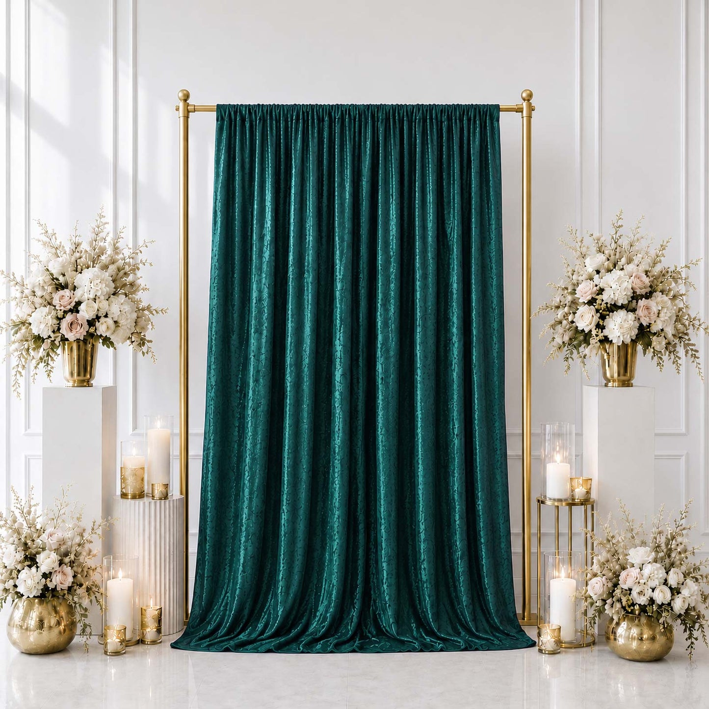 5ft x 10ft Premium Crushed Velvet Backdrop Curtain Hunter Emerald Green – Event Drape Panel & Photo 