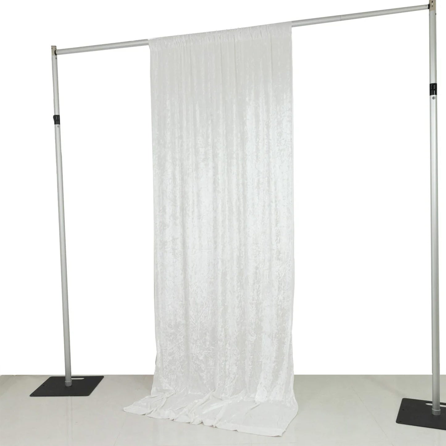 5ft x 10ft Premium Crushed Velvet Backdrop Curtain White – Event Drape Panel & Photo Booth Backgroun