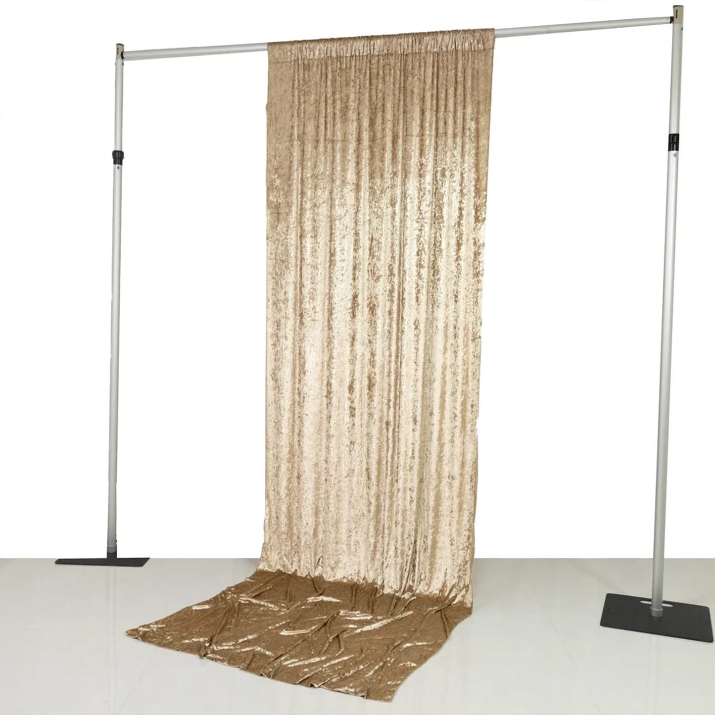 5ft x 12ft Premium Crushed Velvet Backdrop Curtain Beige – Event Drape Panel & Photo Booth Backgroun
