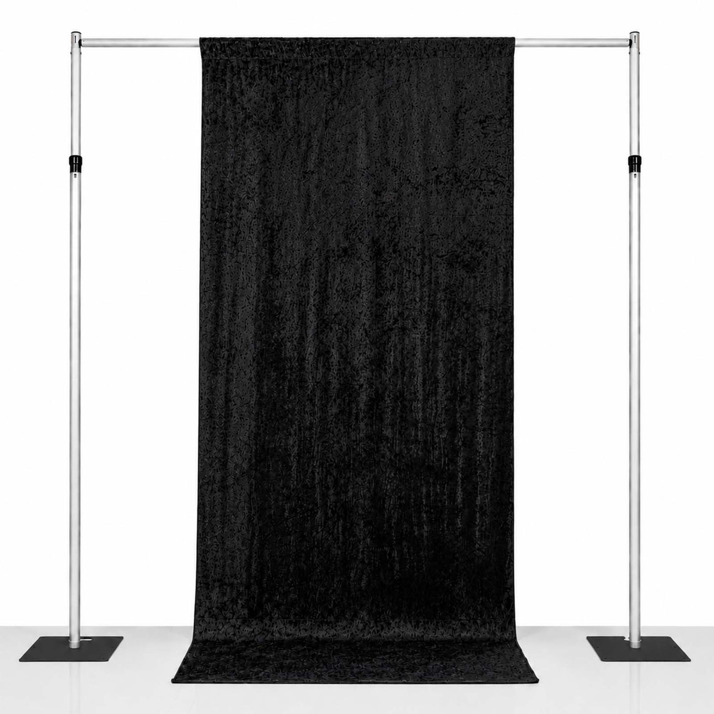 5ft x 12ft Premium Crushed Velvet Backdrop Curtain Black – Event Drape Panel & Photo Booth Backgroun