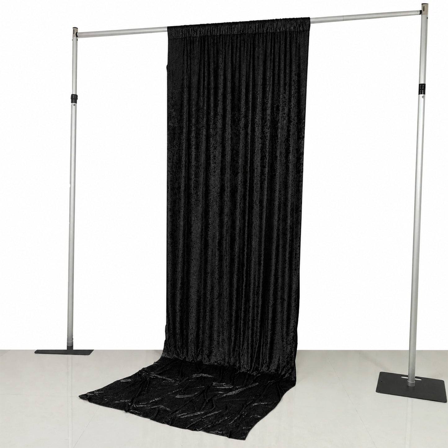 5ft x 12ft Premium Crushed Velvet Backdrop Curtain Black – Event Drape Panel & Photo Booth Backgroun