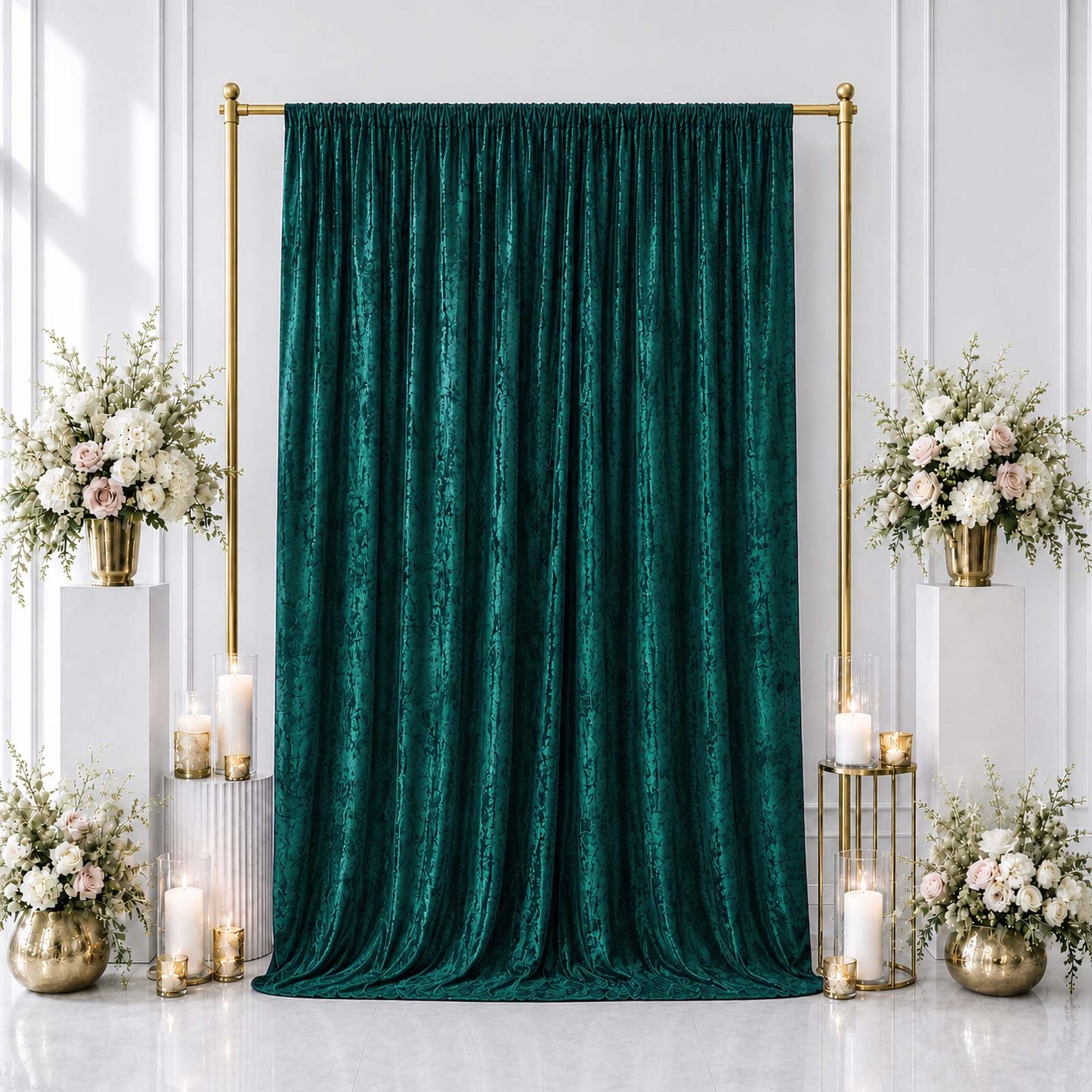 5ft x 12ft Premium Crushed Velvet Backdrop Curtain Hunter Emerald Green – Event Drape Panel & Photo 