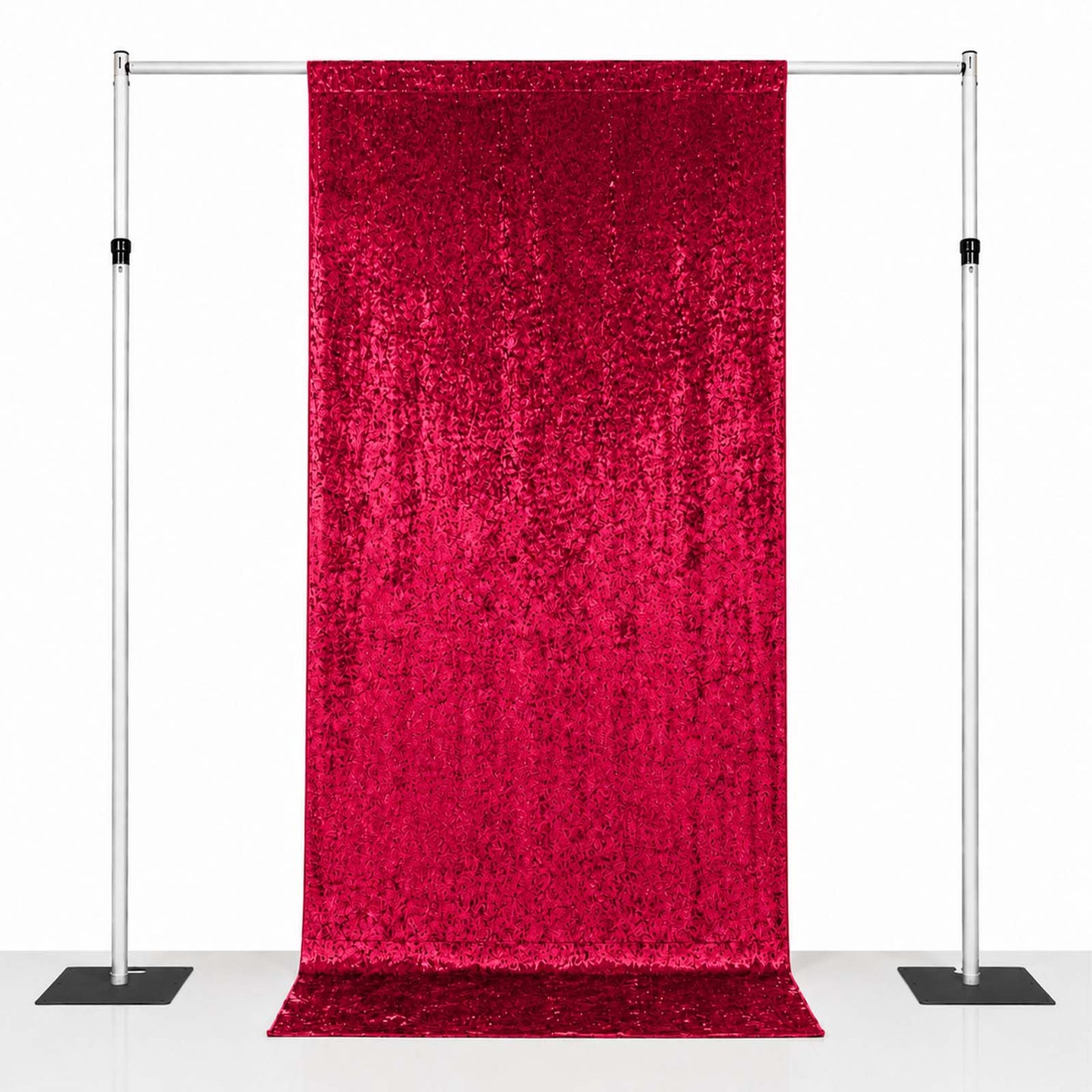 5ft x 12ft Premium Crushed Velvet Backdrop Curtain Red – Event Drape Panel & Photo Booth Background 