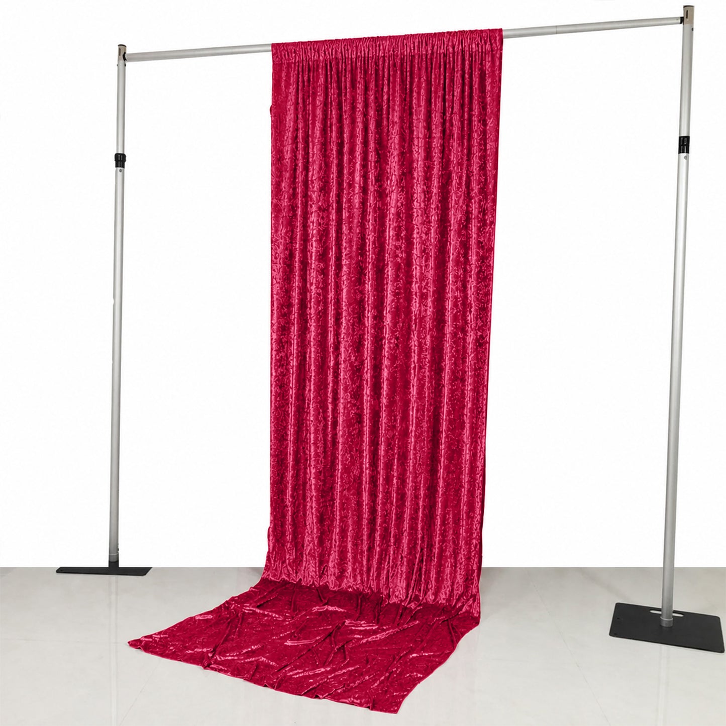 5ft x 12ft Premium Crushed Velvet Backdrop Curtain Red – Event Drape Panel & Photo Booth Background 