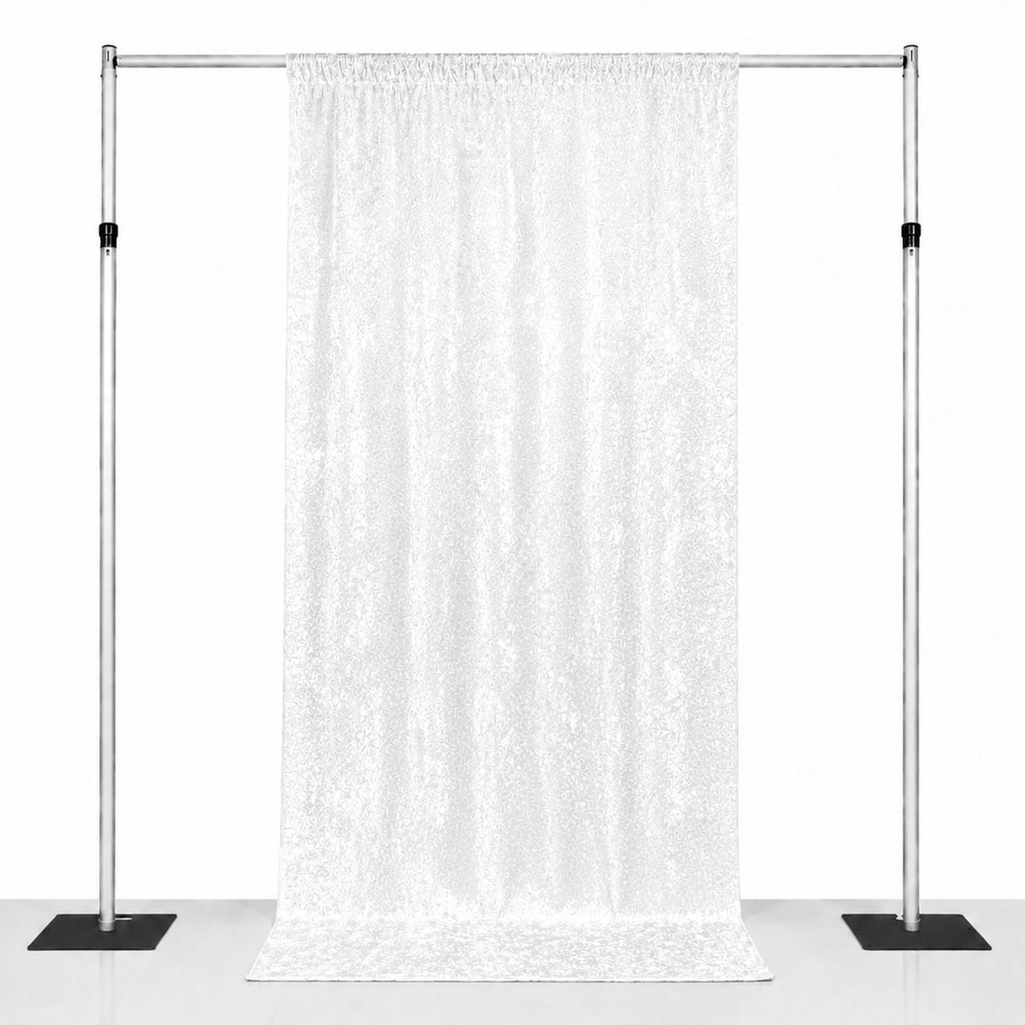 5ft x 12ft Premium Crushed Velvet Backdrop Curtain White – Event Drape Panel & Photo Booth Backgroun