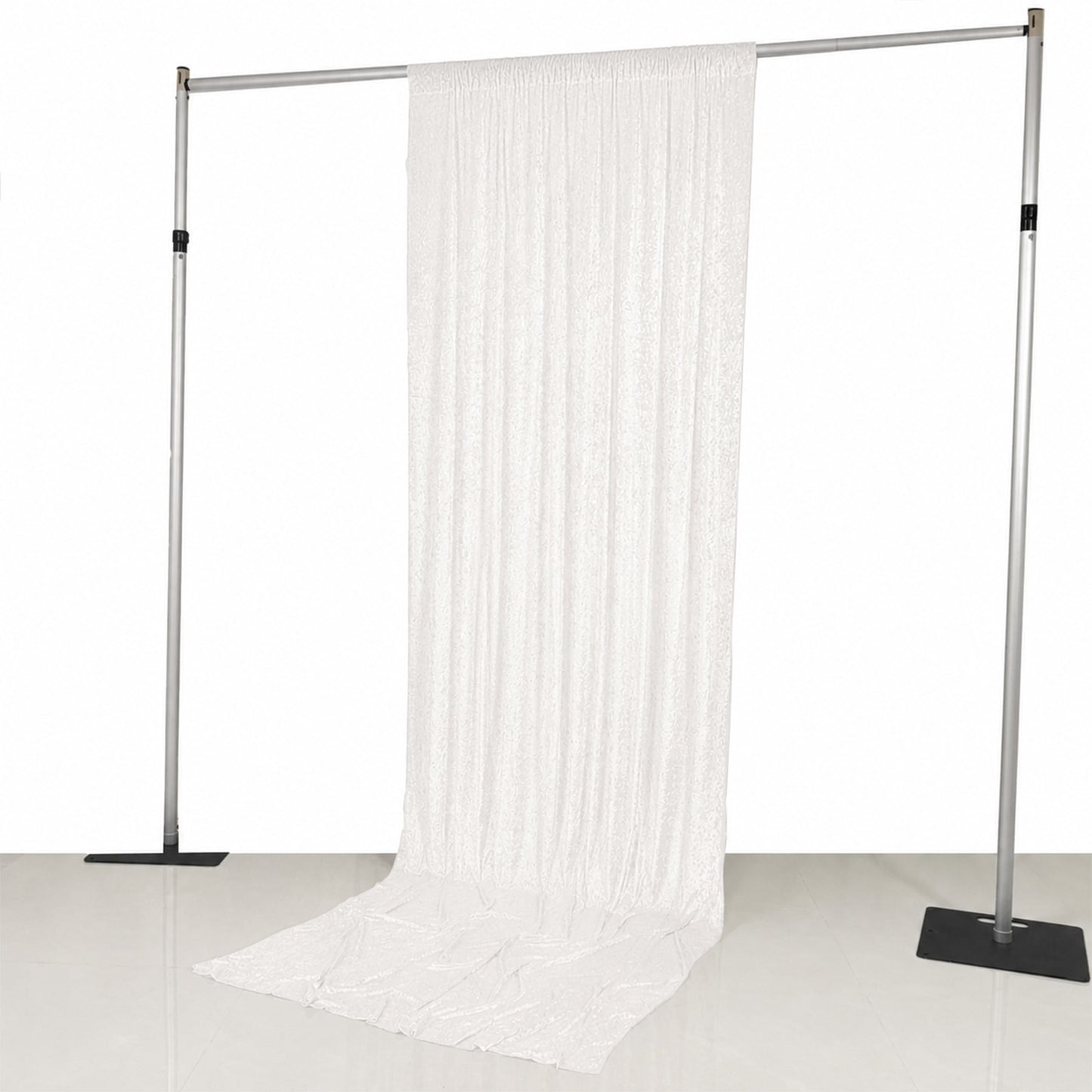 5ft x 12ft Premium Crushed Velvet Backdrop Curtain White – Event Drape Panel & Photo Booth Backgroun