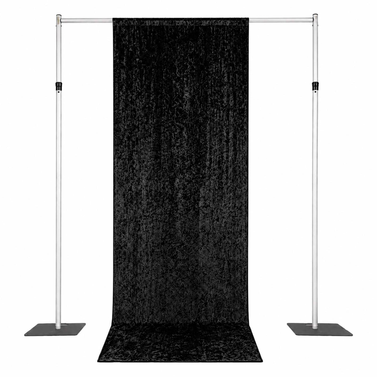 5ft x 14ft Premium Crushed Velvet Backdrop Curtain Black – Event Drape Panel & Photo Booth Backgroun