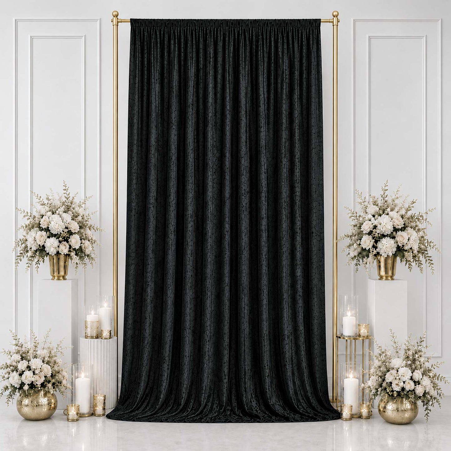 5ft x 14ft Premium Crushed Velvet Backdrop Curtain Black – Event Drape Panel & Photo Booth Backgroun