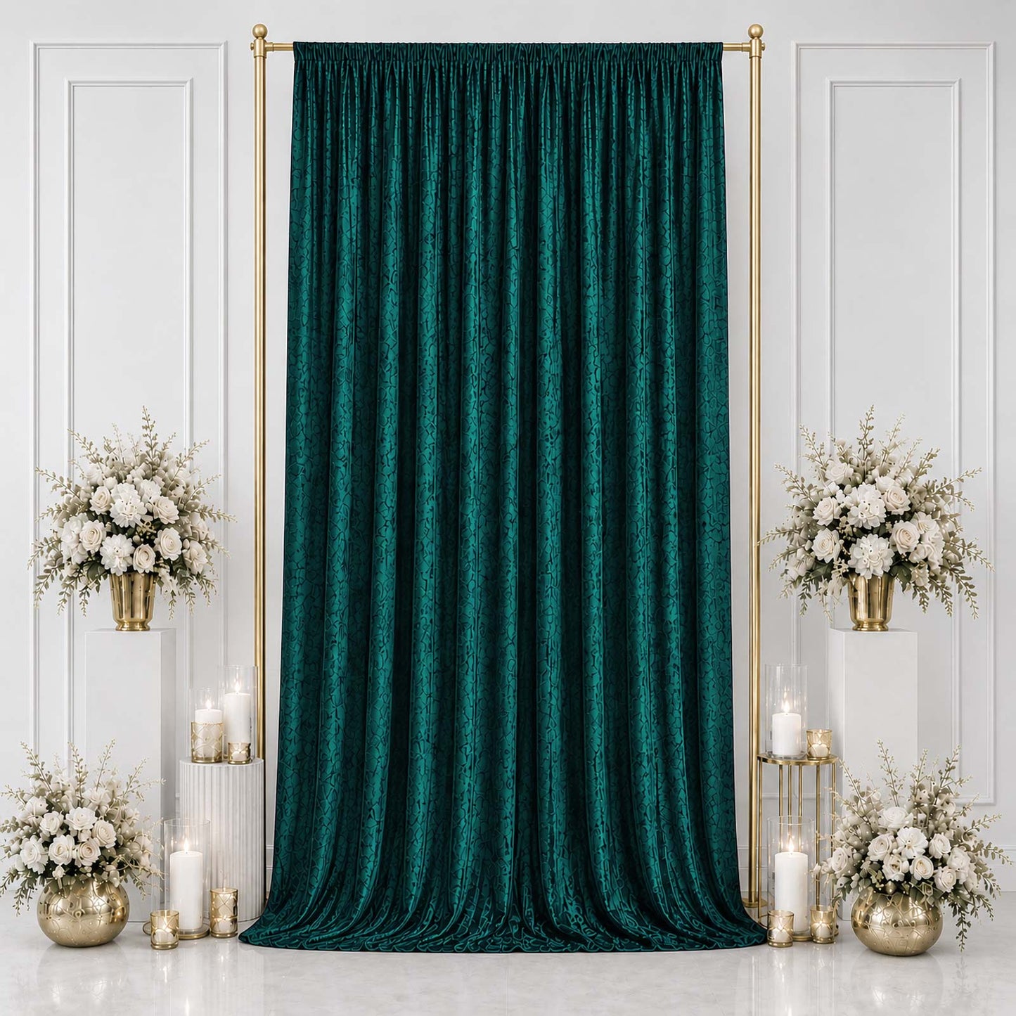 5ft x 14ft Premium Crushed Velvet Backdrop Curtain Hunter Emerald Green – Event Drape Panel & Photo 