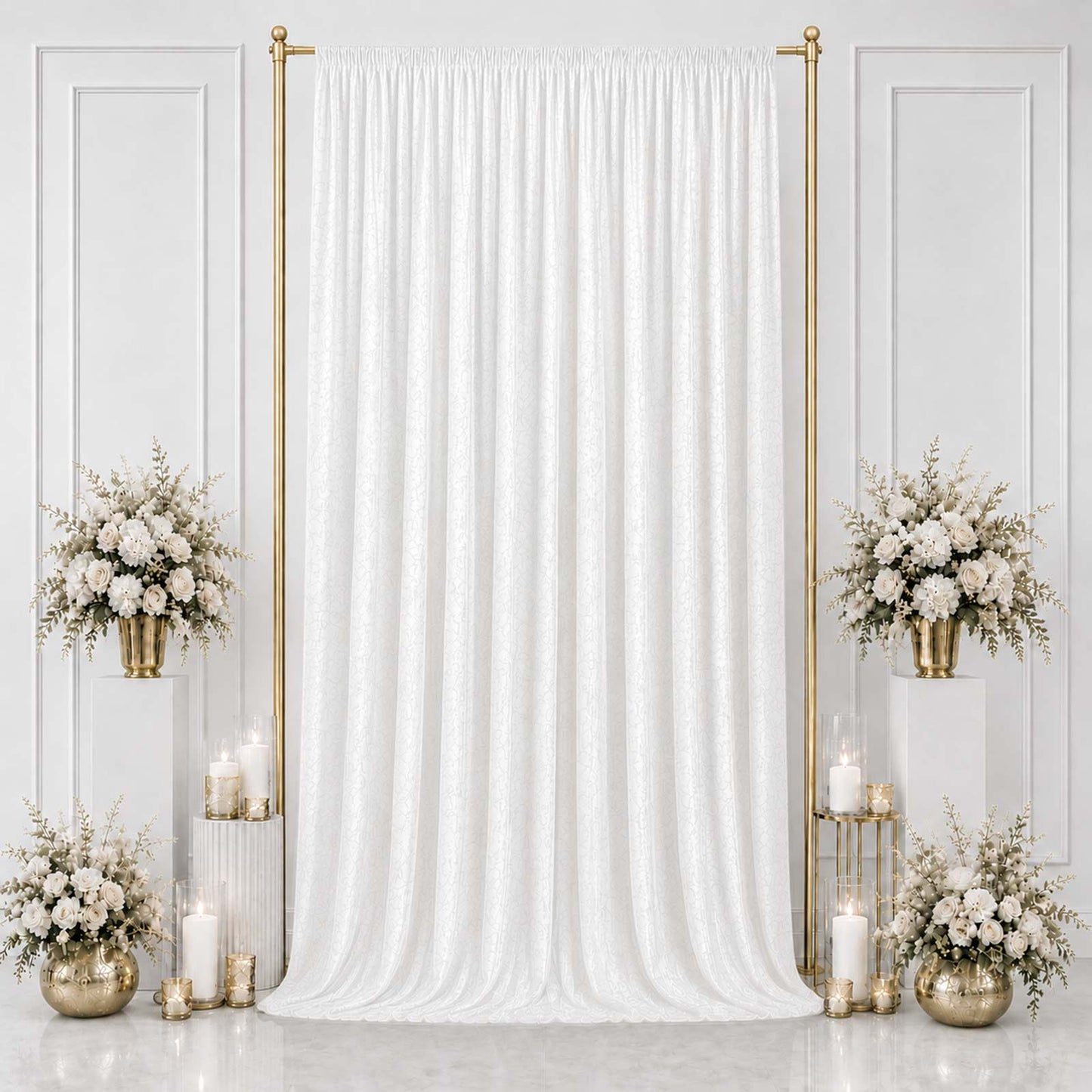 5ft x 14ft Premium Crushed Velvet Backdrop Curtain White – Event Drape Panel & Photo Booth Backgroun