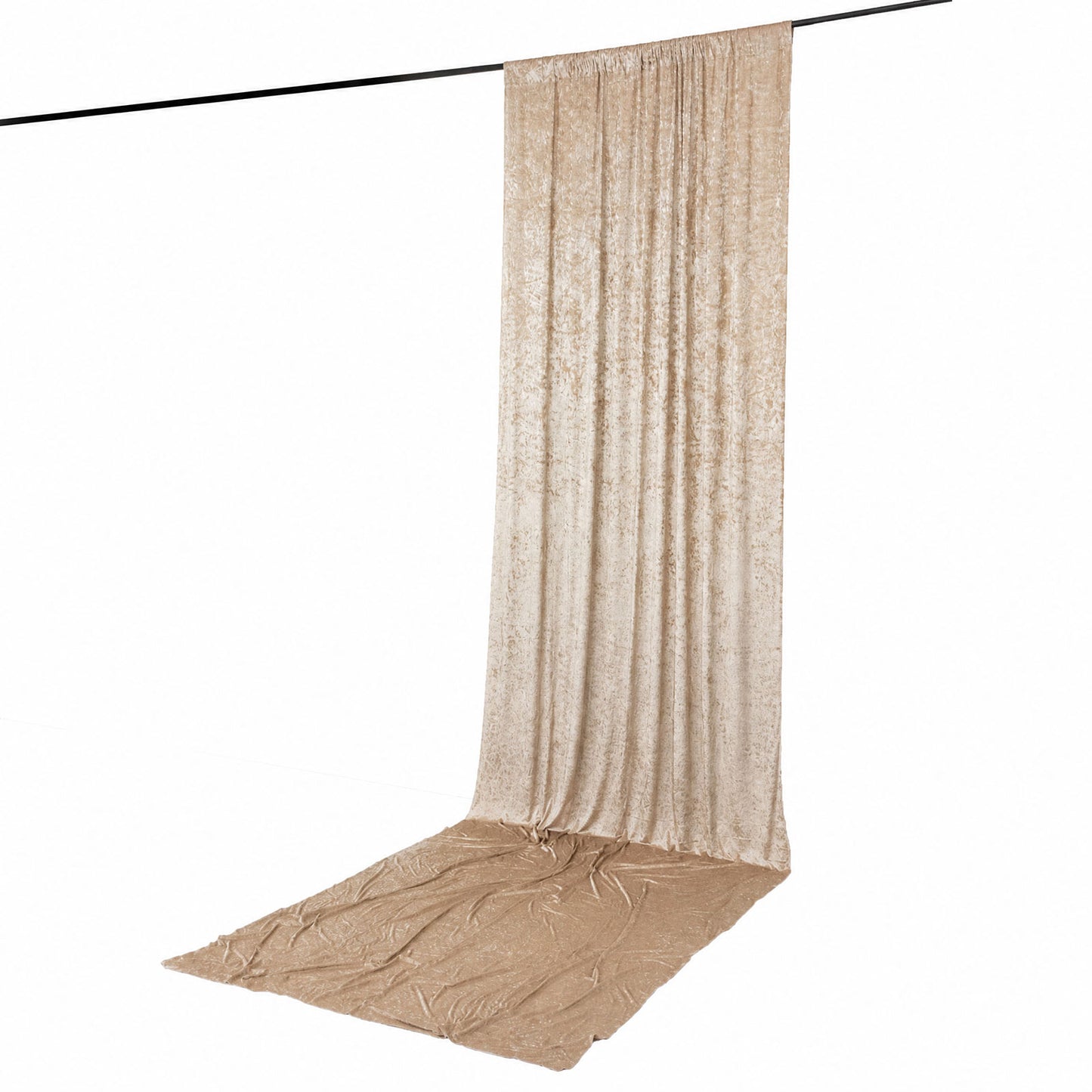 5ft x 16ft Premium Crushed Velvet Backdrop Curtain Beige – Event Drape Panel & Ceiling Drapery with 