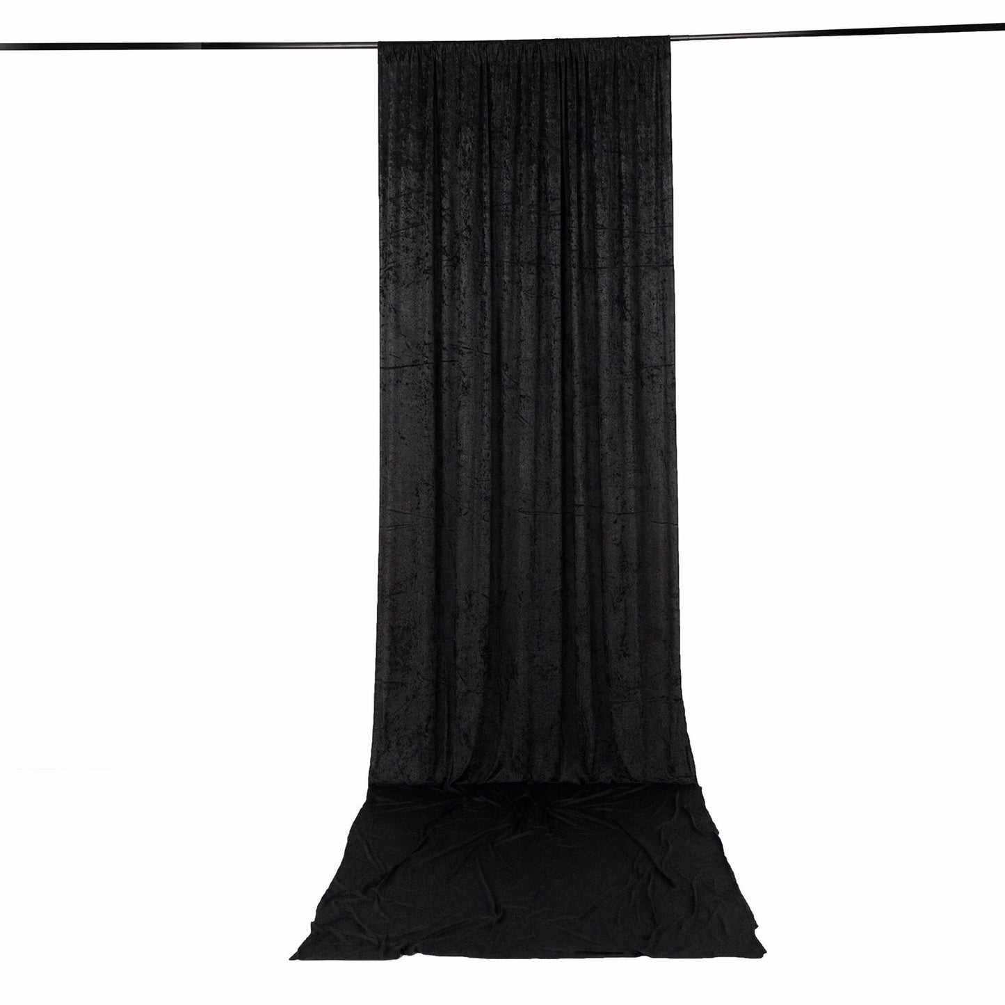 5ft x 16ft Premium Crushed Velvet Backdrop Curtain Black – Event Drape Panel & Ceiling Drapery with 