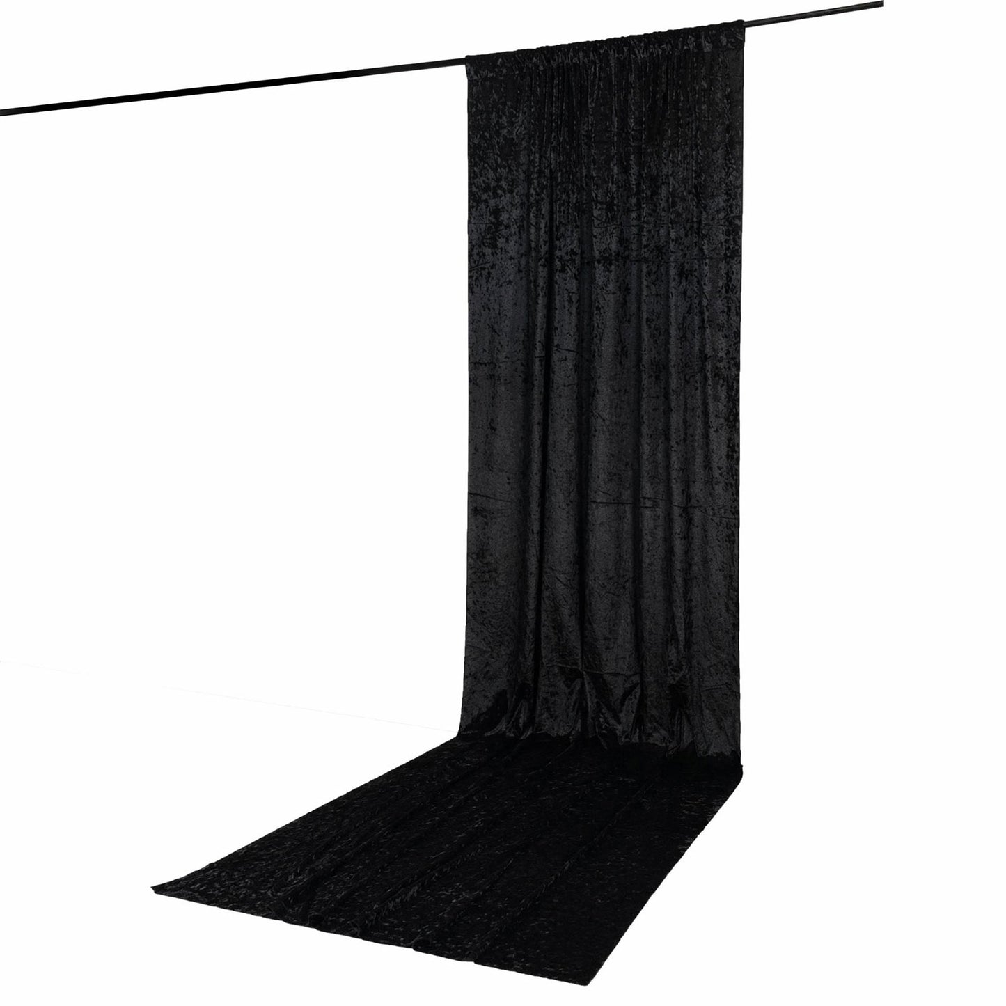 5ft x 16ft Premium Crushed Velvet Backdrop Curtain Black – Event Drape Panel & Ceiling Drapery with 