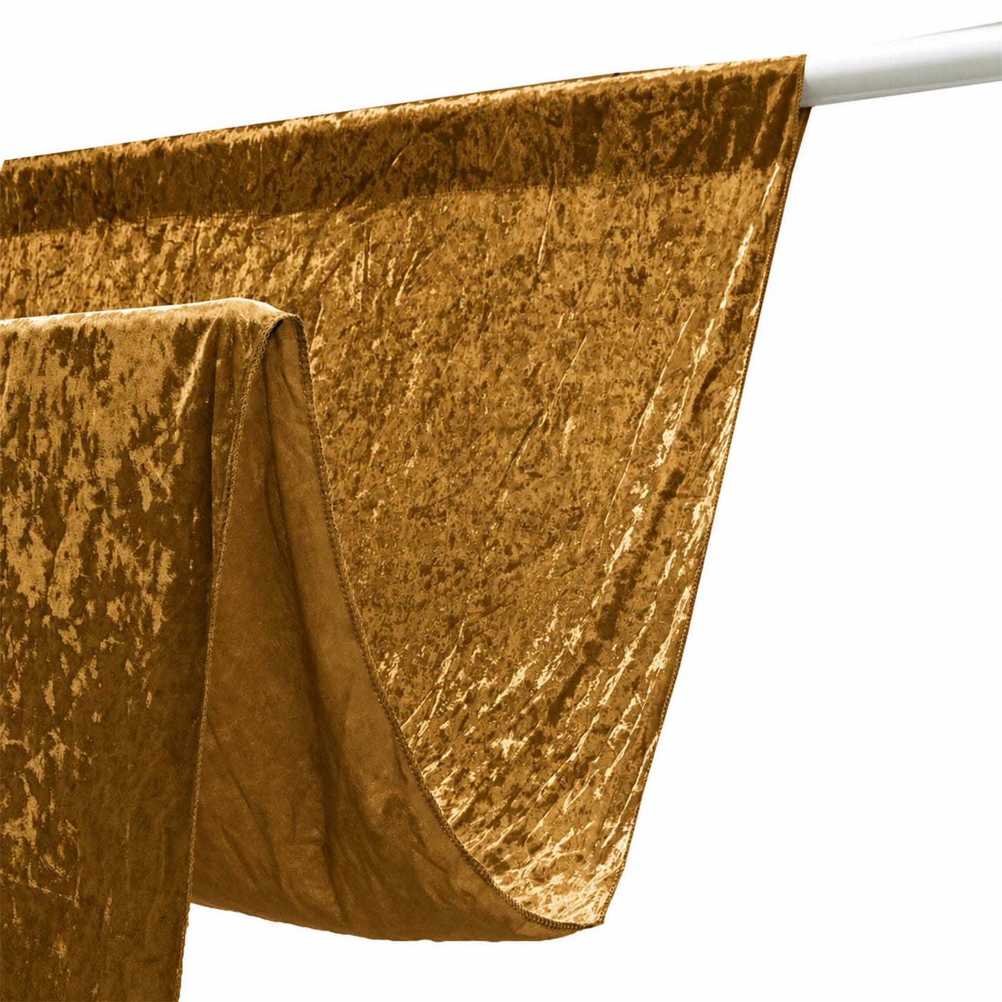 5ft x 16ft Premium Crushed Velvet Backdrop Curtain Gold – Event Drape Panel & Ceiling Drapery with R