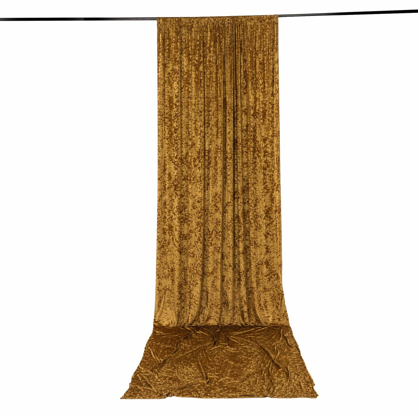 5ft x 16ft Premium Crushed Velvet Backdrop Curtain Gold – Event Drape Panel & Ceiling Drapery with R