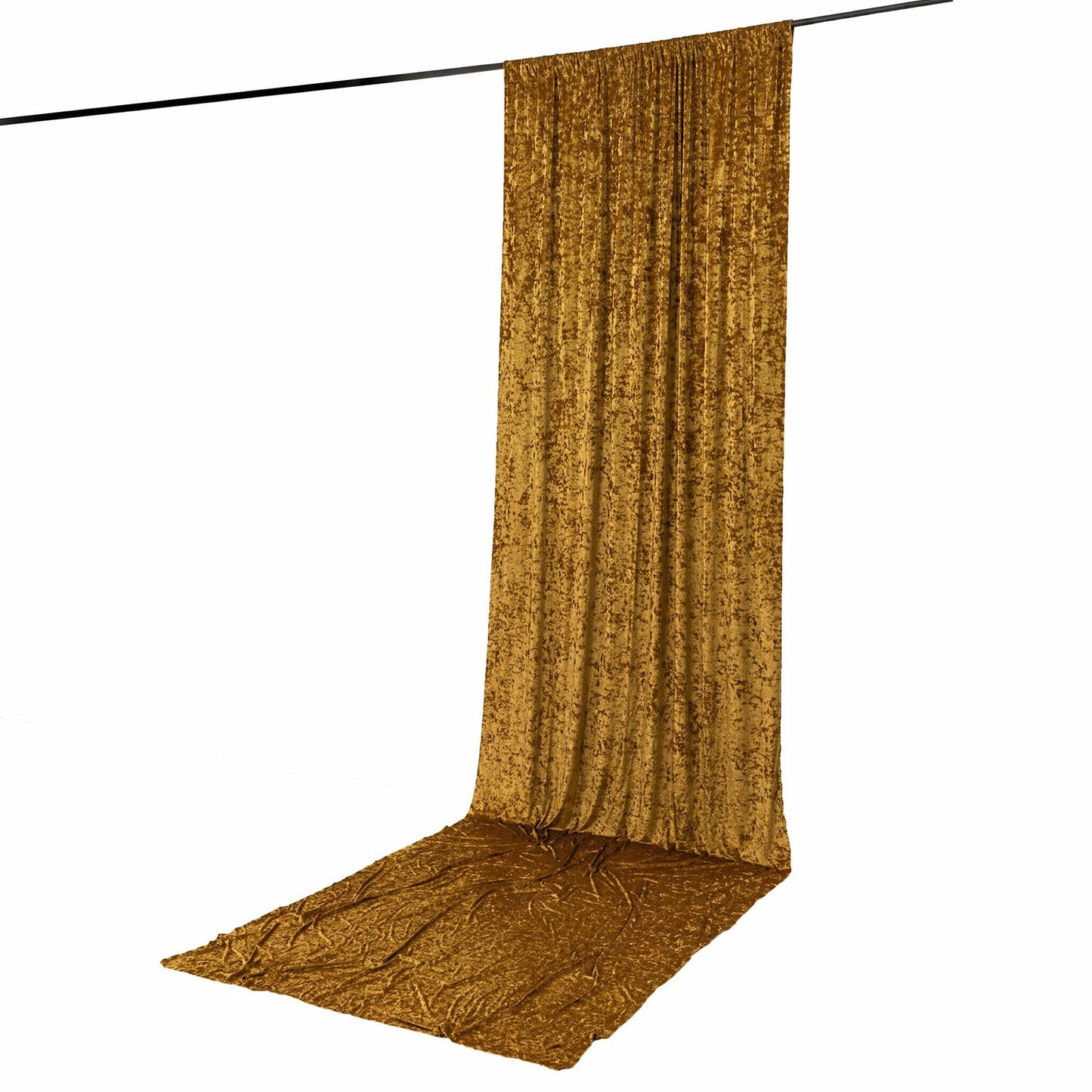 5ft x 16ft Premium Crushed Velvet Backdrop Curtain Gold – Event Drape Panel & Ceiling Drapery with R