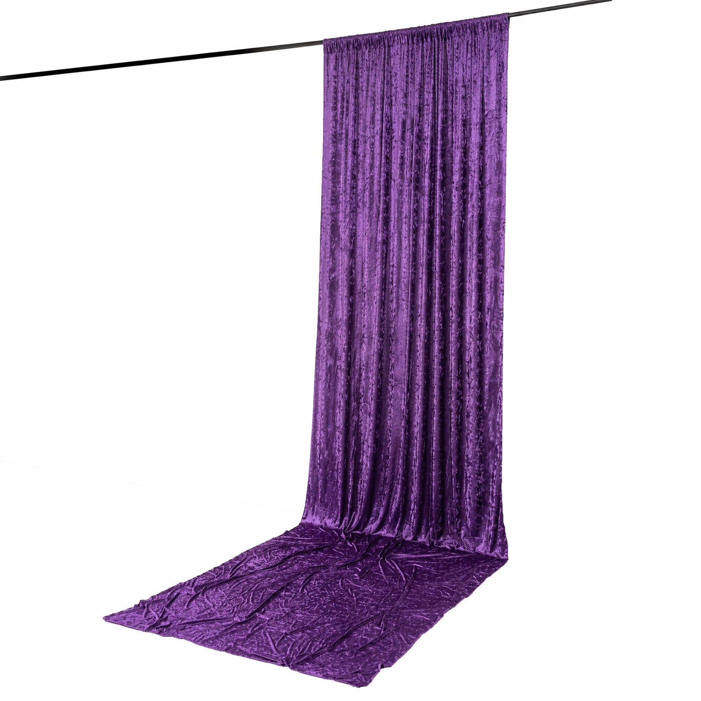 5ft x 16ft Premium Crushed Velvet Backdrop Curtain Purple – Event Drape Panel & Ceiling Drapery with