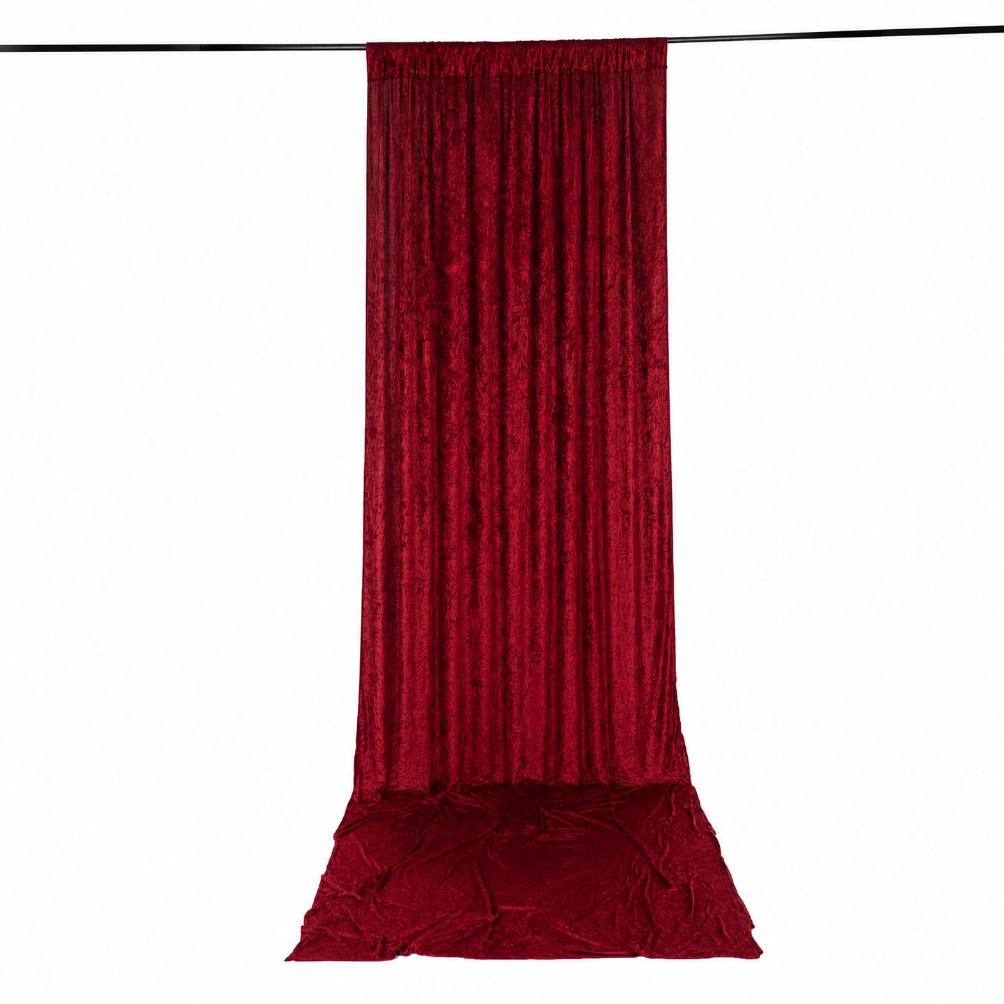 5ft x 16ft Premium Crushed Velvet Backdrop Curtain Red – Event Drape Panel & Ceiling Drapery with Ro