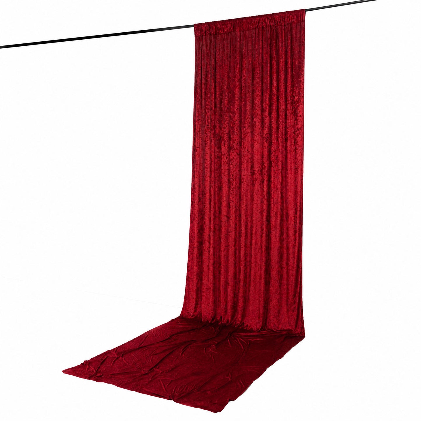 5ft x 16ft Premium Crushed Velvet Backdrop Curtain Red – Event Drape Panel & Ceiling Drapery with Ro