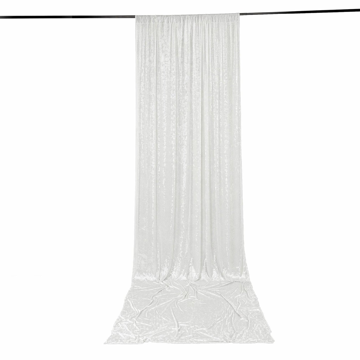 5ft x 16ft Premium Crushed Velvet Backdrop Curtain White – Event Drape Panel & Ceiling Drapery with 