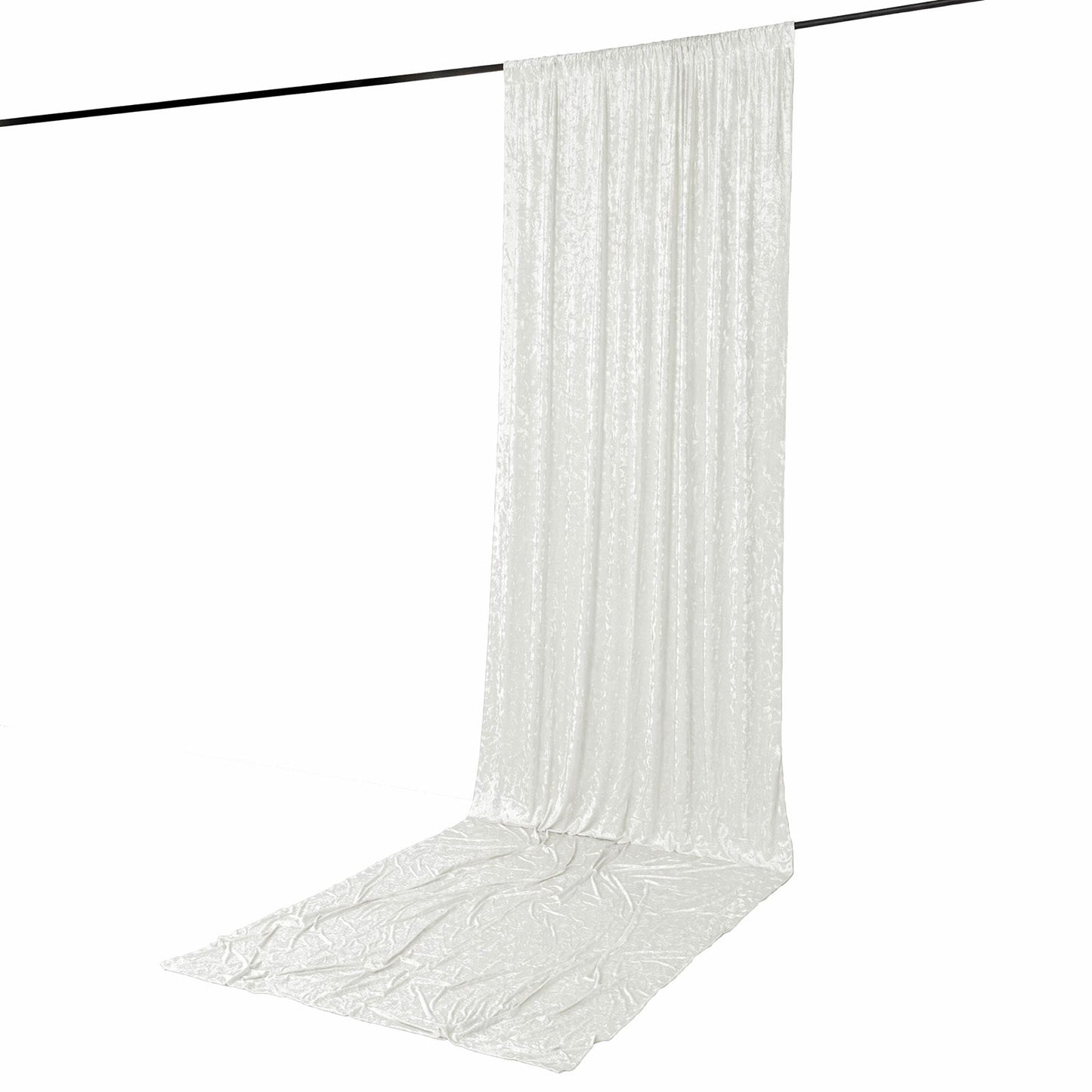 5ft x 16ft Premium Crushed Velvet Backdrop Curtain White – Event Drape Panel & Ceiling Drapery with 