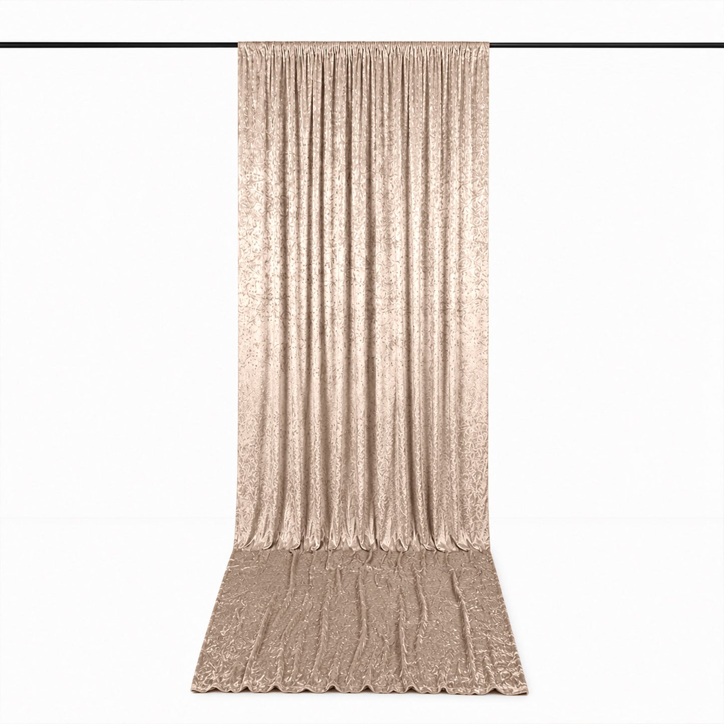 5ft x 18ft Premium Crushed Velvet Backdrop Curtain Beige – Ceiling Drapery Panel & Wedding Backdrop 