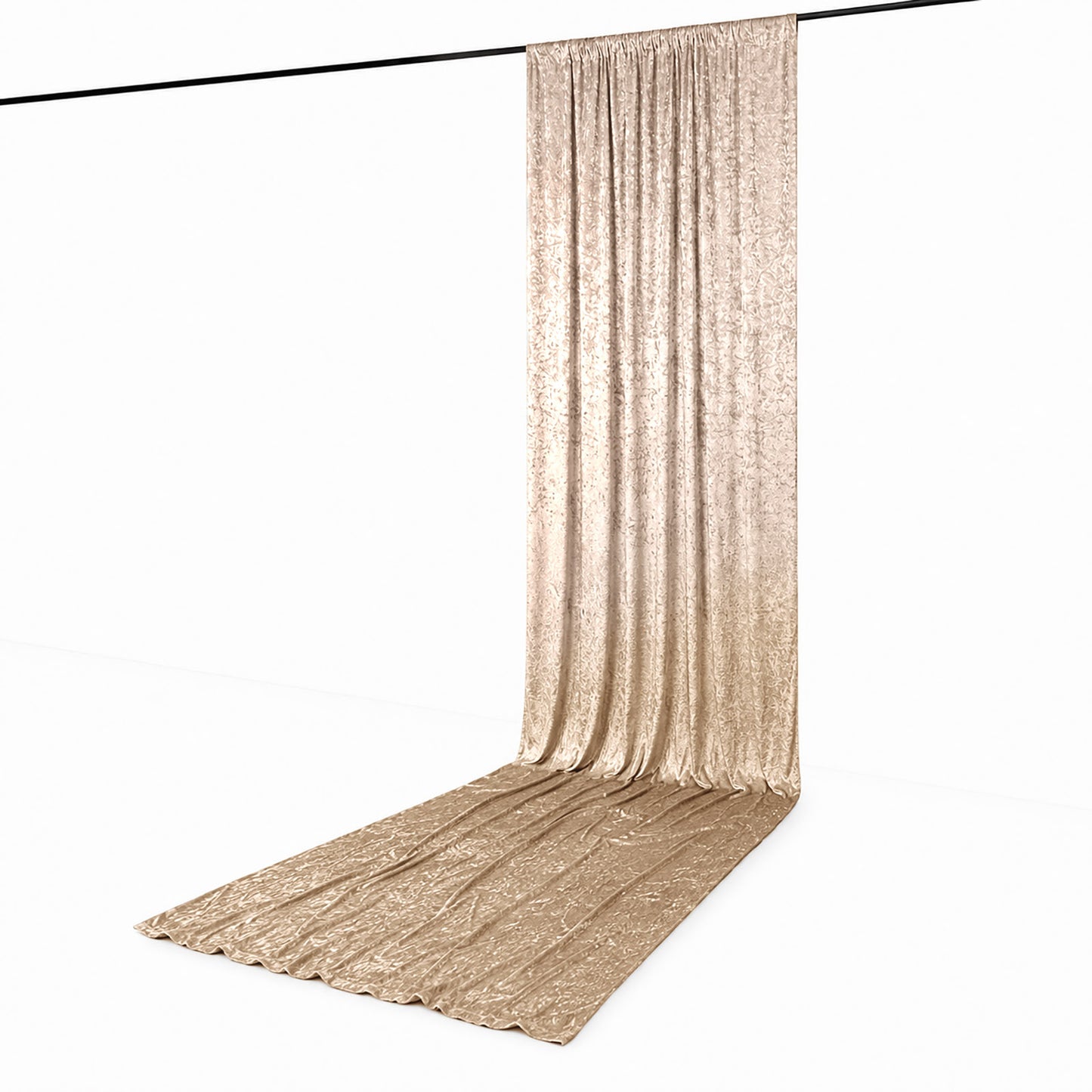 5ft x 18ft Premium Crushed Velvet Backdrop Curtain Beige – Ceiling Drapery Panel & Wedding Backdrop 