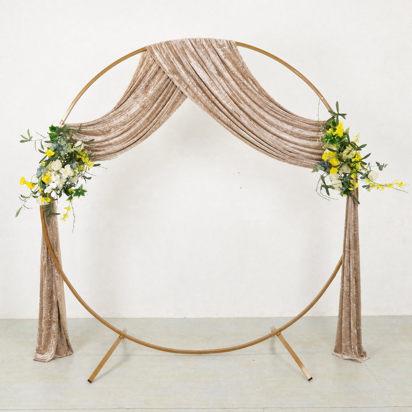 5ft x 18ft Premium Crushed Velvet Backdrop Curtain Beige – Ceiling Drapery Panel & Wedding Backdrop 