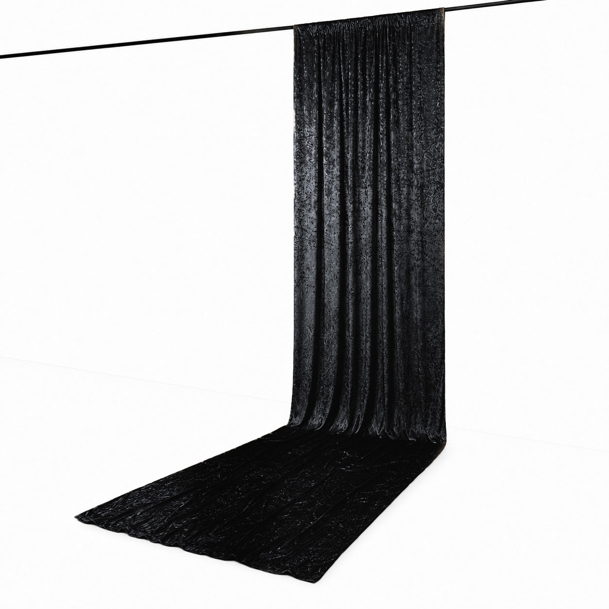 5ft x 18ft Premium Crushed Velvet Backdrop Curtain Black – Ceiling Drapery Panel & Wedding Backdrop 