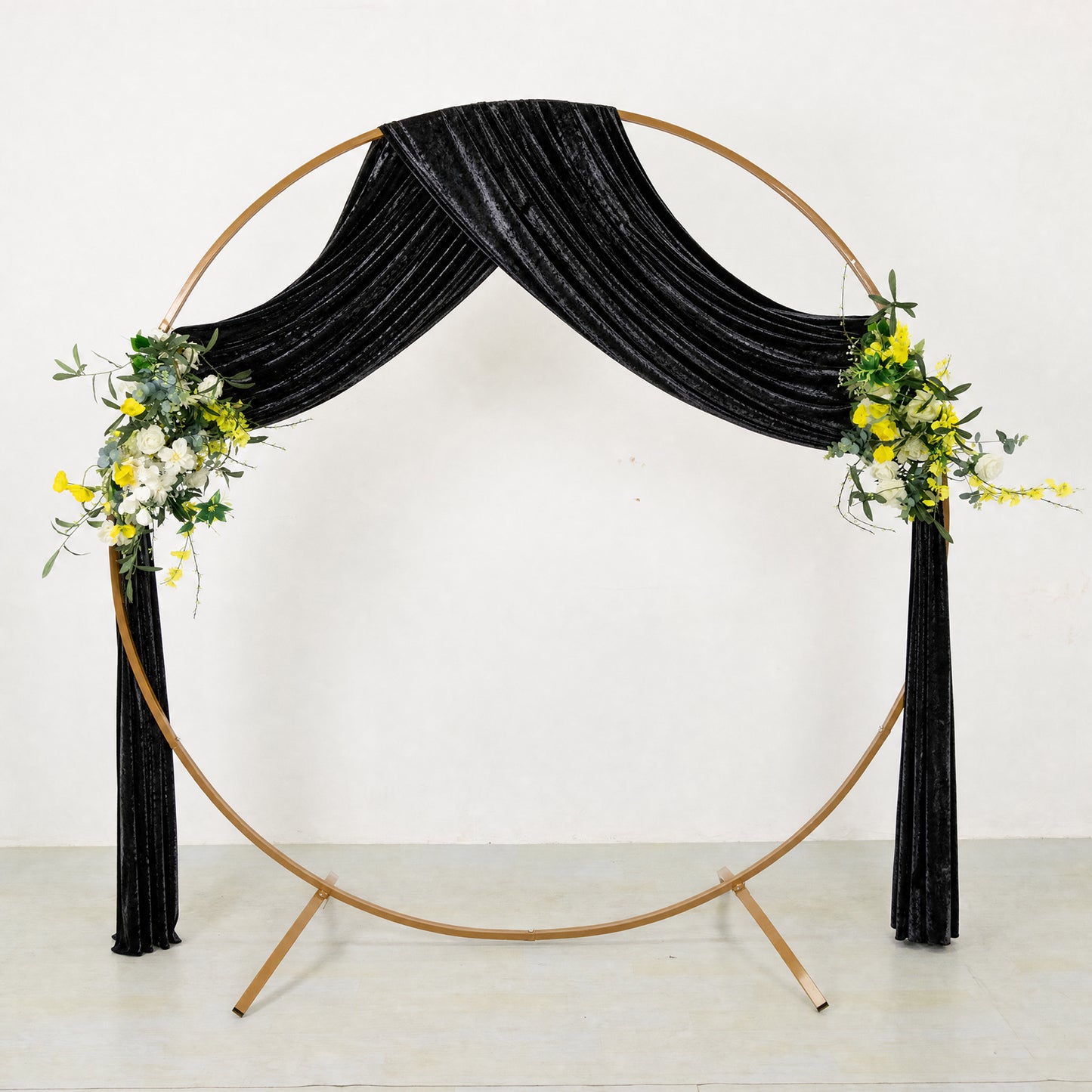 5ft x 18ft Premium Crushed Velvet Backdrop Curtain Black – Ceiling Drapery Panel & Wedding Backdrop 