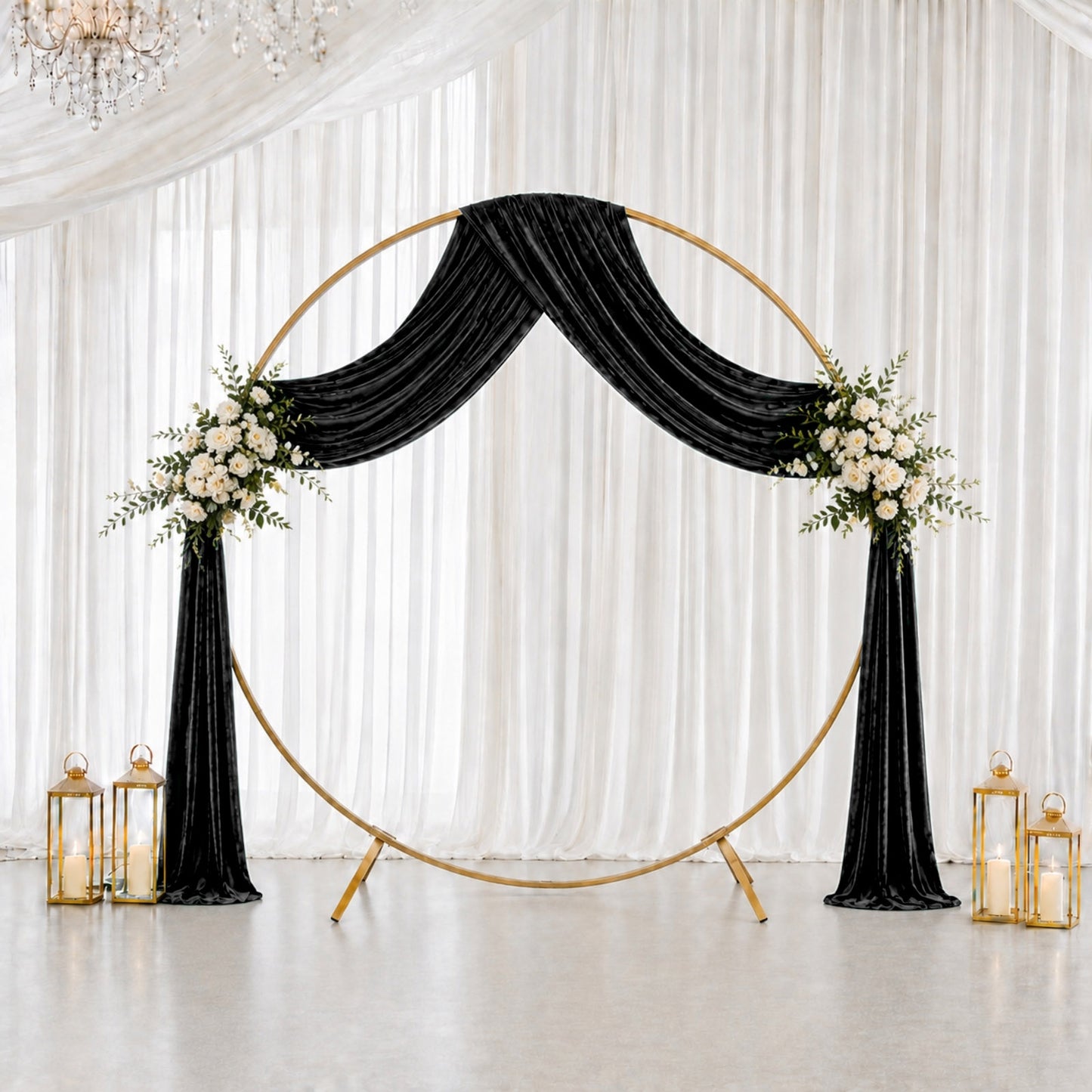 5ft x 18ft Premium Crushed Velvet Backdrop Curtain Black – Ceiling Drapery Panel & Wedding Backdrop 