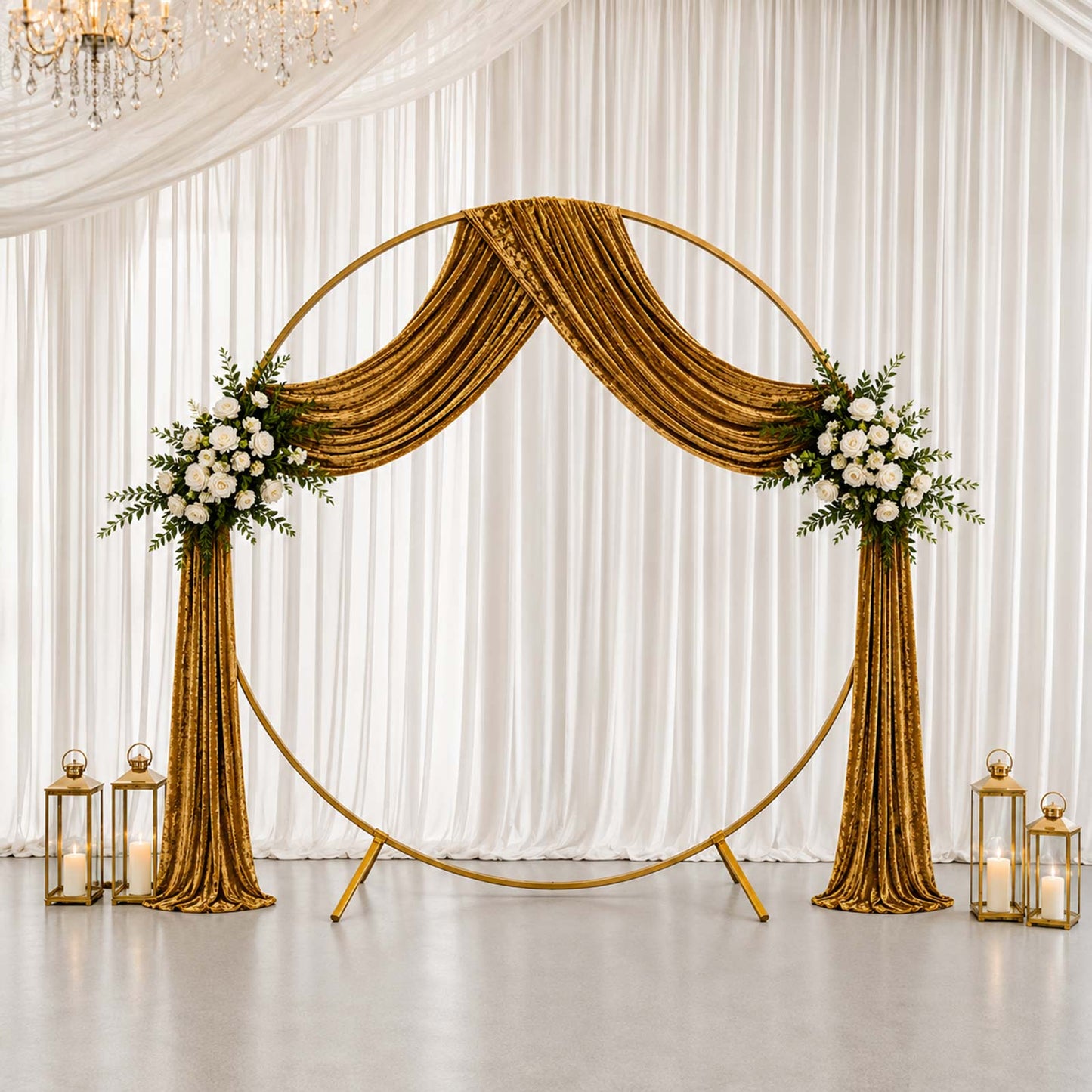 5ft x 18ft Premium Crushed Velvet Backdrop Curtain Gold – Ceiling Drapery Panel & Wedding Backdrop w