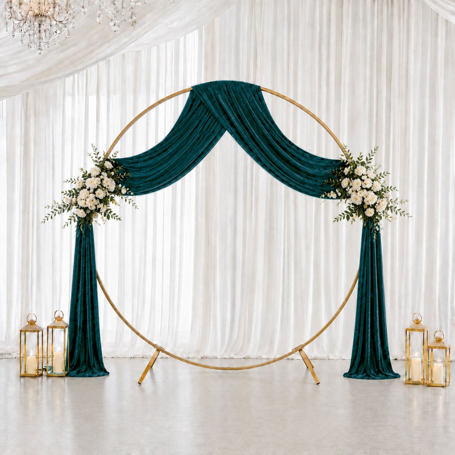 5ft x 18ft Premium Crushed Velvet Backdrop Curtain Hunter Emerald Green – Ceiling Drapery Panel & We