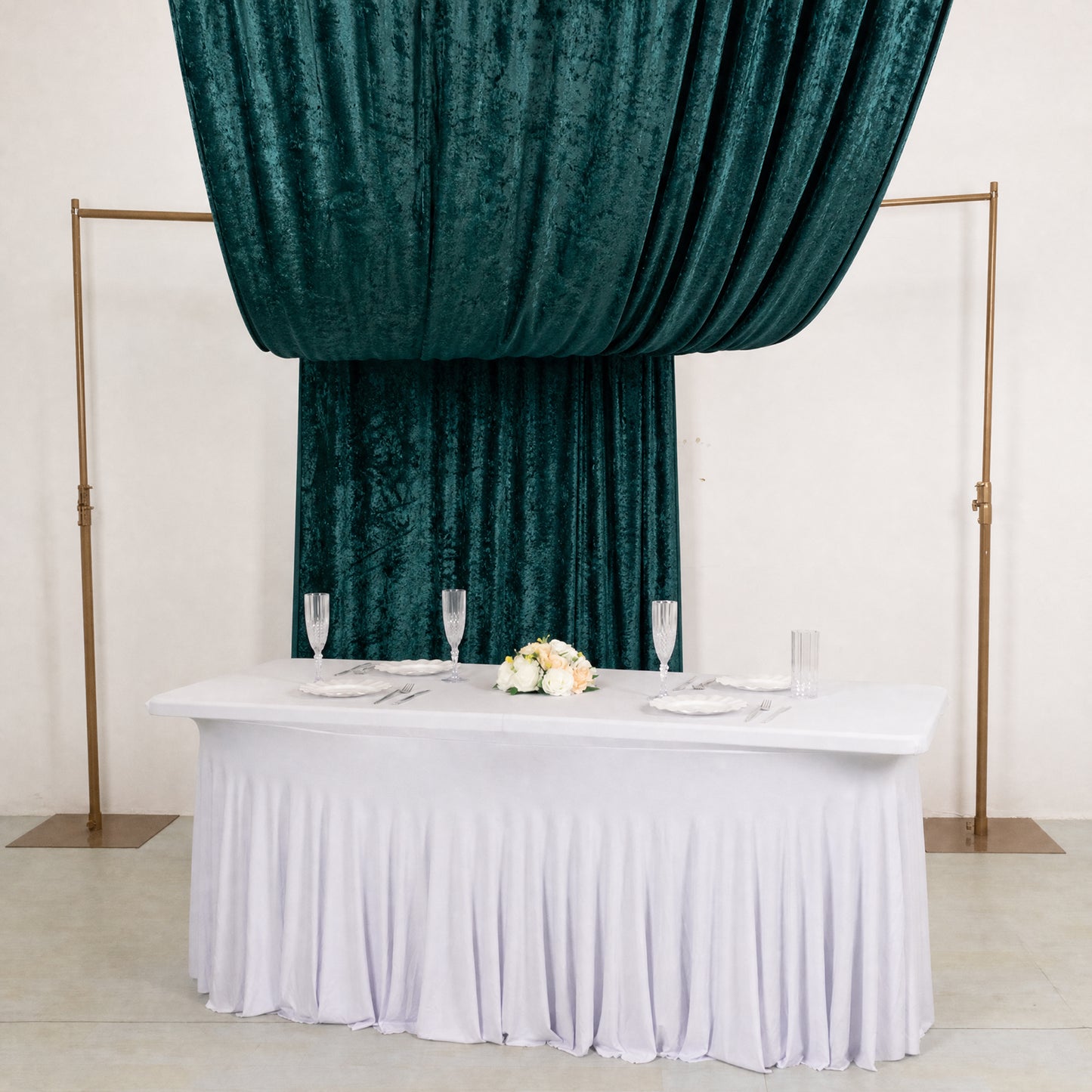 5ft x 18ft Premium Crushed Velvet Backdrop Curtain Hunter Emerald Green – Ceiling Drapery Panel & We