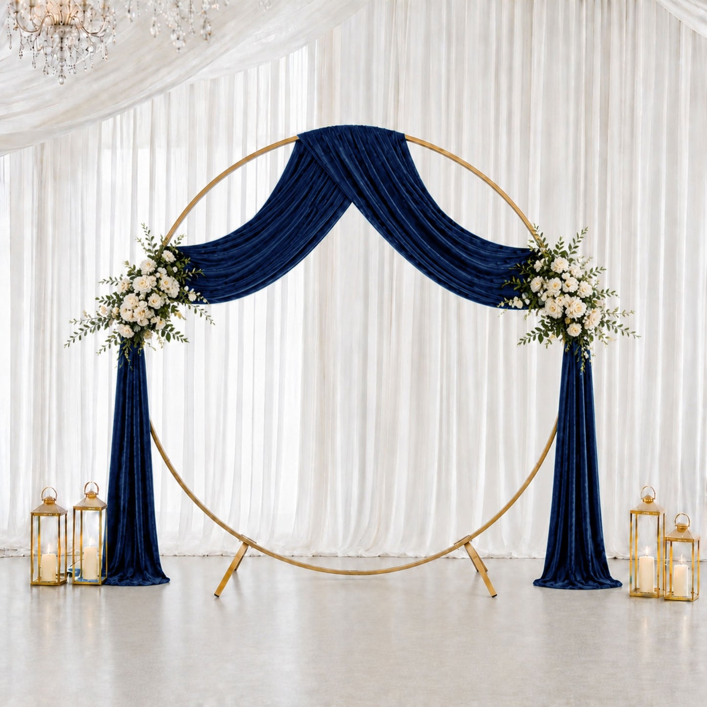 5ft x 18ft Premium Crushed Velvet Backdrop Curtain Navy Blue – Ceiling Drapery Panel & Wedding Backd