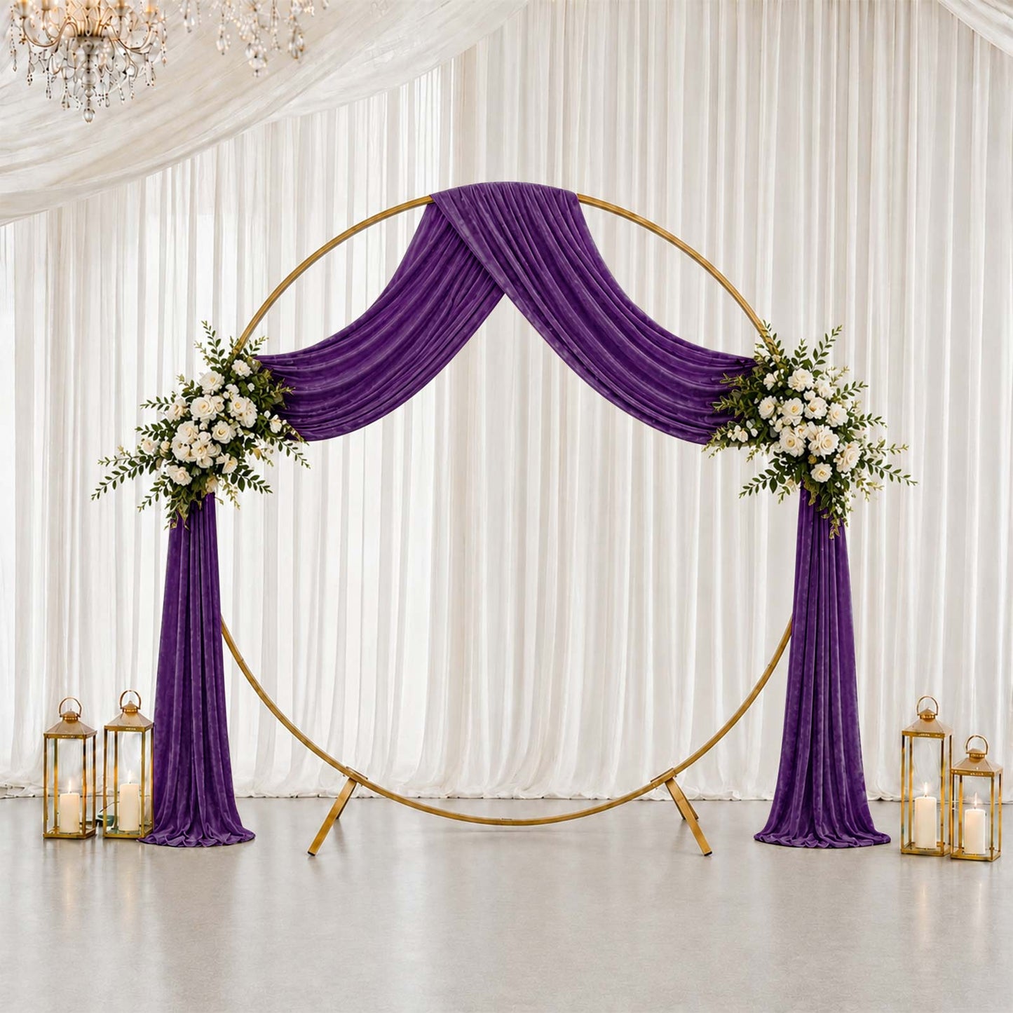 5ft x 18ft Premium Crushed Velvet Backdrop Curtain Purple – Ceiling Drapery Panel & Wedding Backdrop