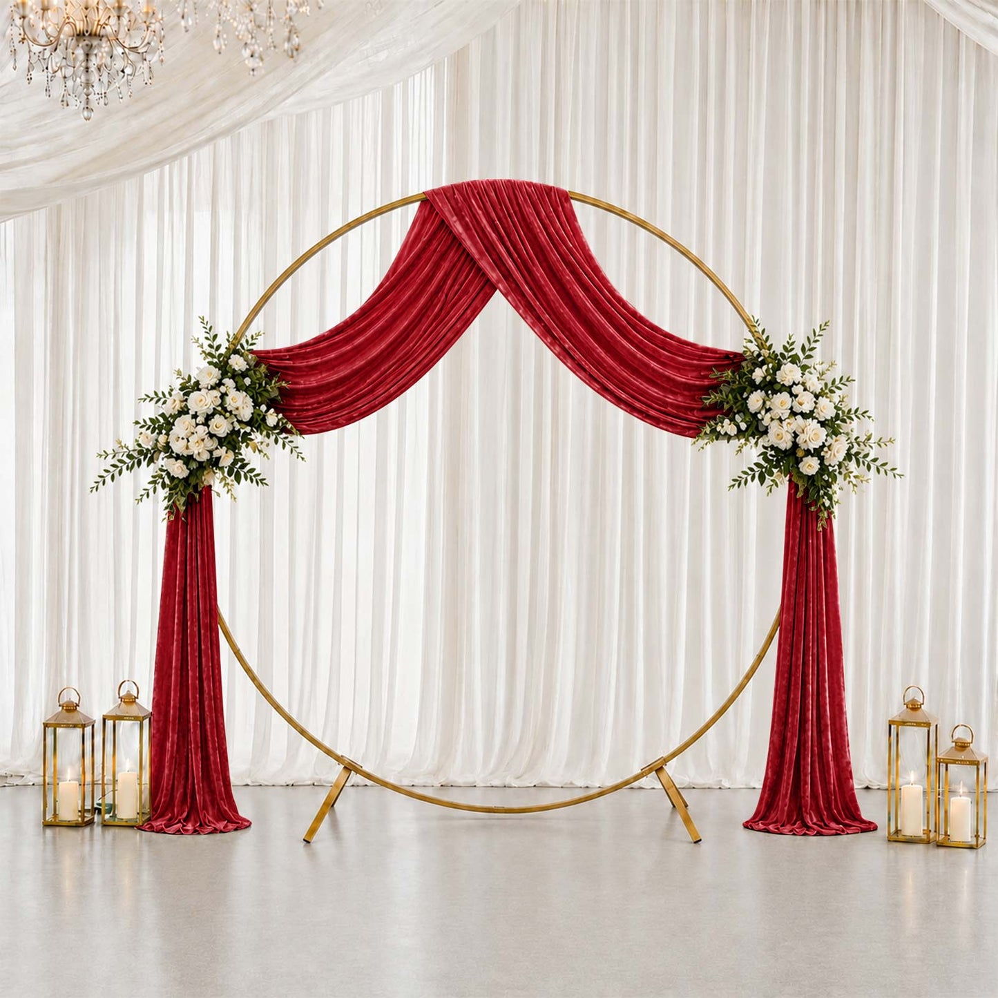 5ft x 18ft Premium Crushed Velvet Backdrop Curtain Red – Ceiling Drapery Panel & Wedding Backdrop wi
