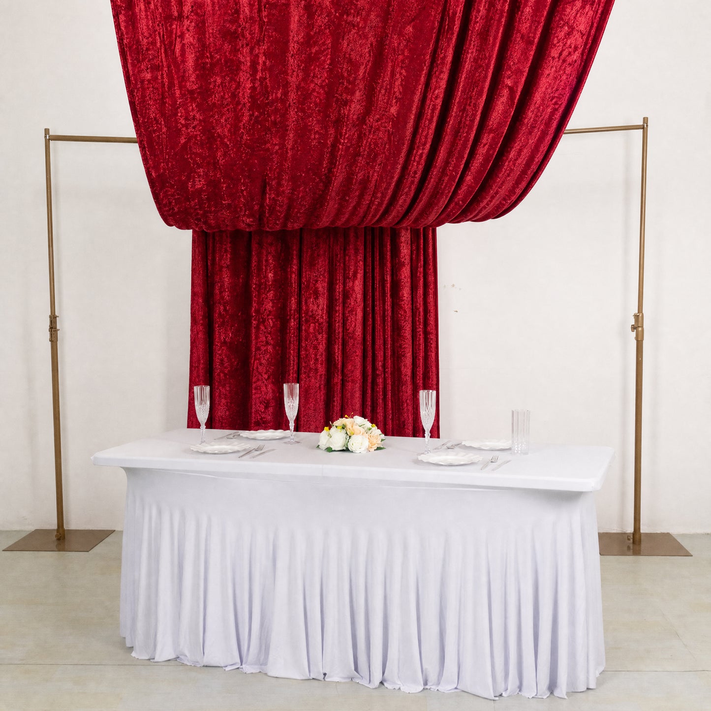 5ft x 18ft Premium Crushed Velvet Backdrop Curtain Red – Ceiling Drapery Panel & Wedding Backdrop wi