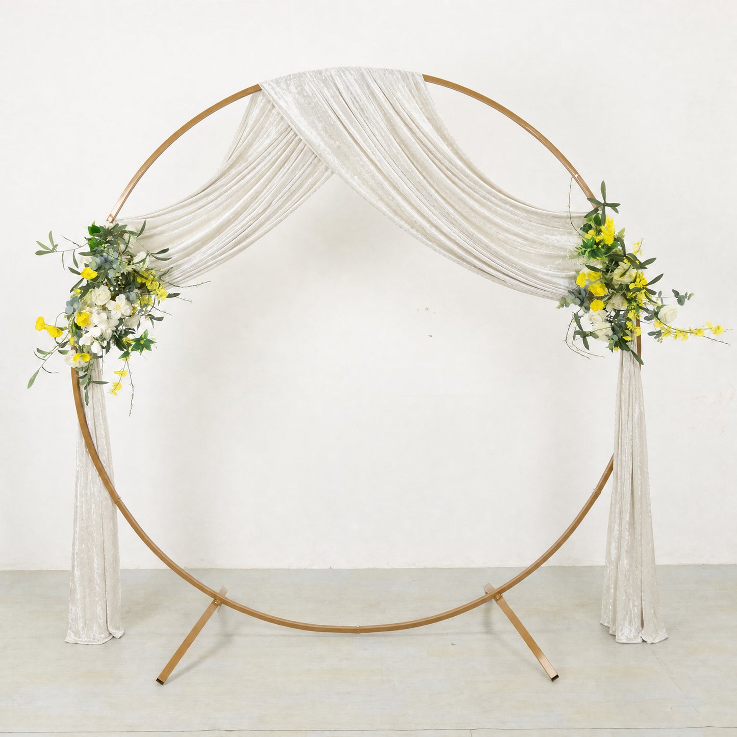 5ft x 18ft Premium Crushed Velvet Backdrop Curtain White – Ceiling Drapery Panel & Wedding Backdrop 