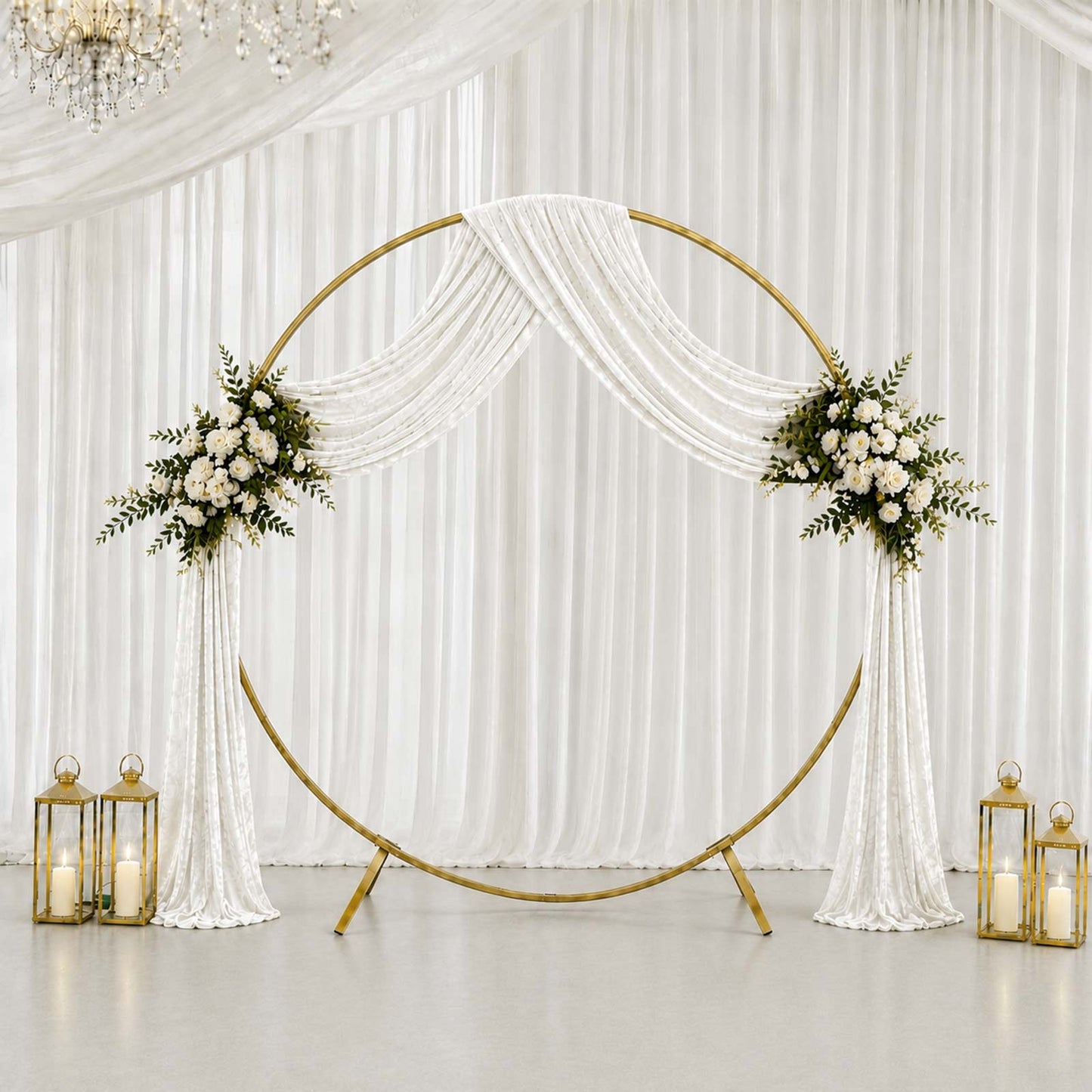 5ft x 18ft Premium Crushed Velvet Backdrop Curtain White – Ceiling Drapery Panel & Wedding Backdrop 