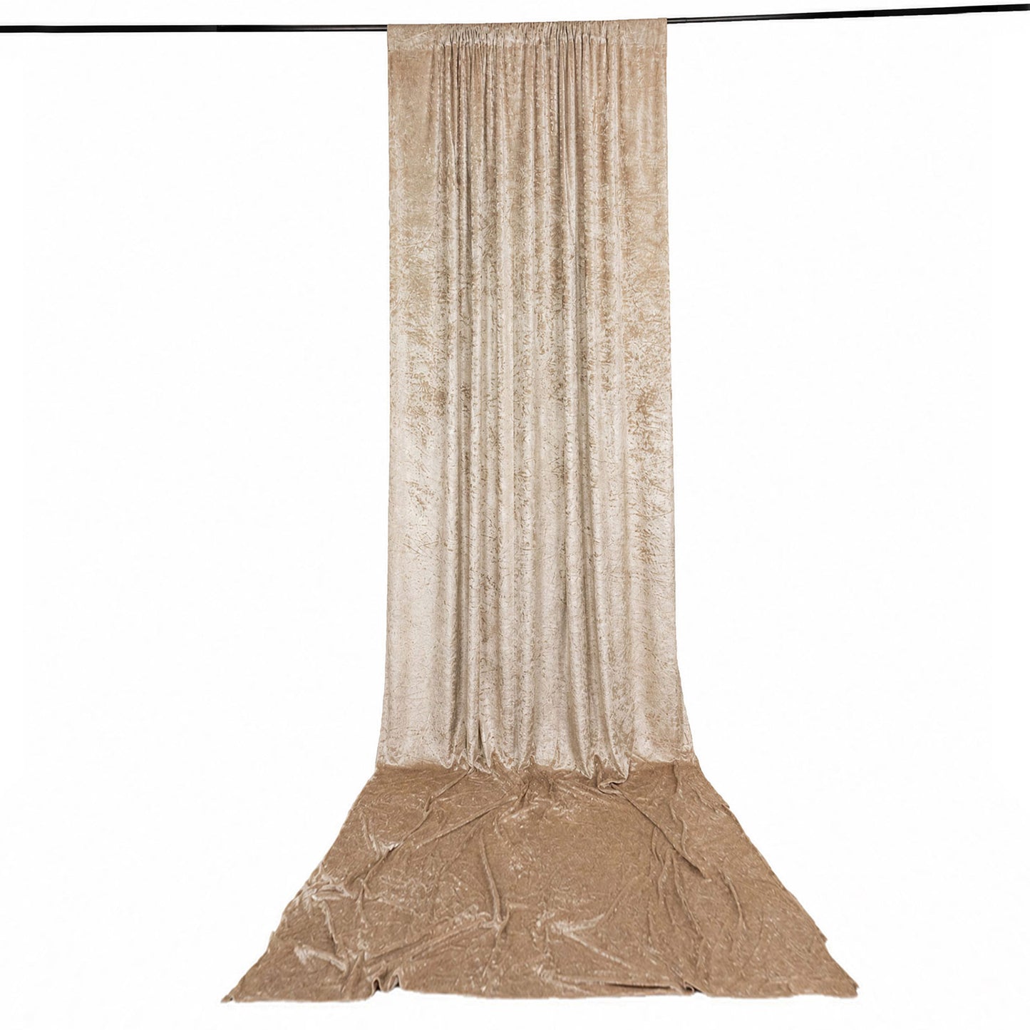 5ft x 20ft Premium Crushed Velvet Backdrop Curtain Beige – Ceiling Drape Panel & Room Divider Curtai
