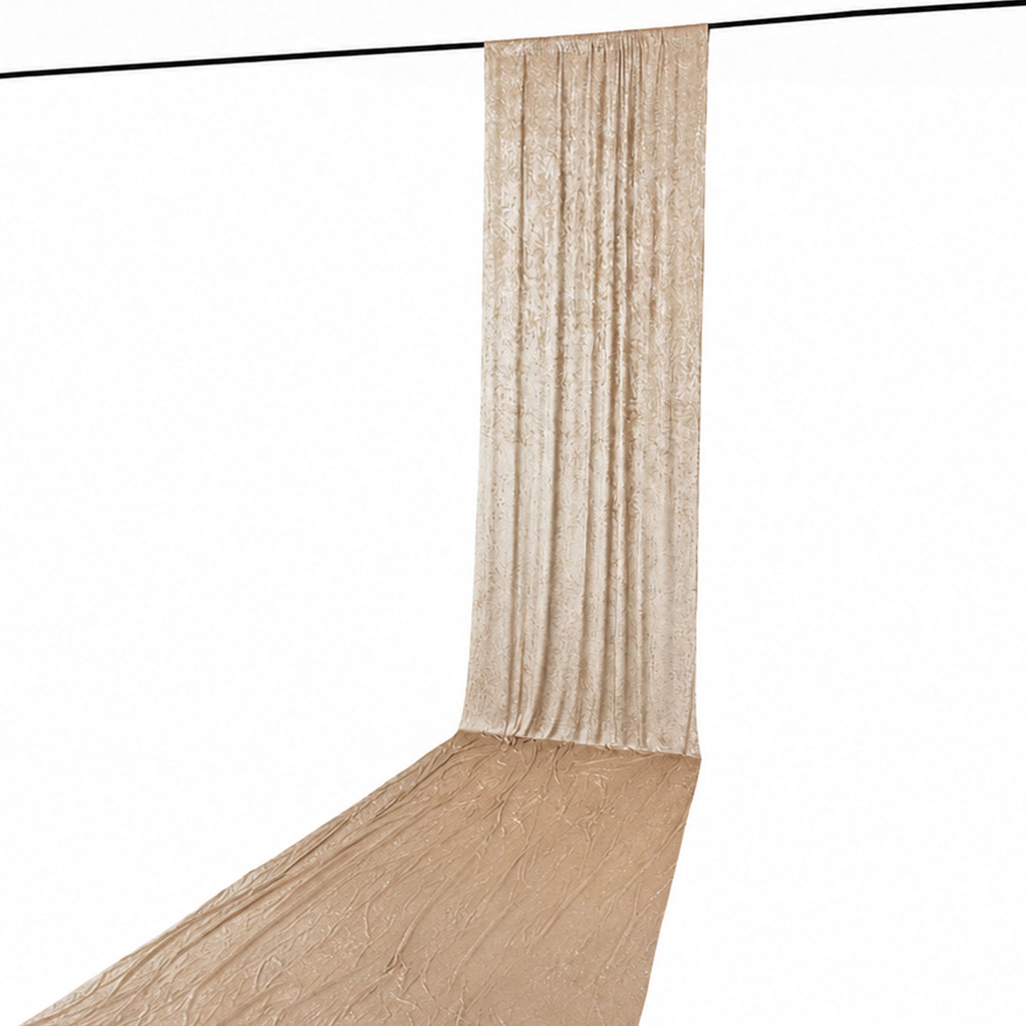 5ft x 20ft Premium Crushed Velvet Backdrop Curtain Beige – Ceiling Drape Panel & Room Divider Curtai