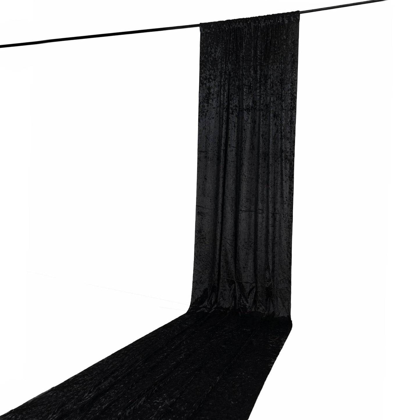 5ft x 20ft Premium Crushed Velvet Backdrop Curtain Black – Ceiling Drape Panel & Room Divider Curtai