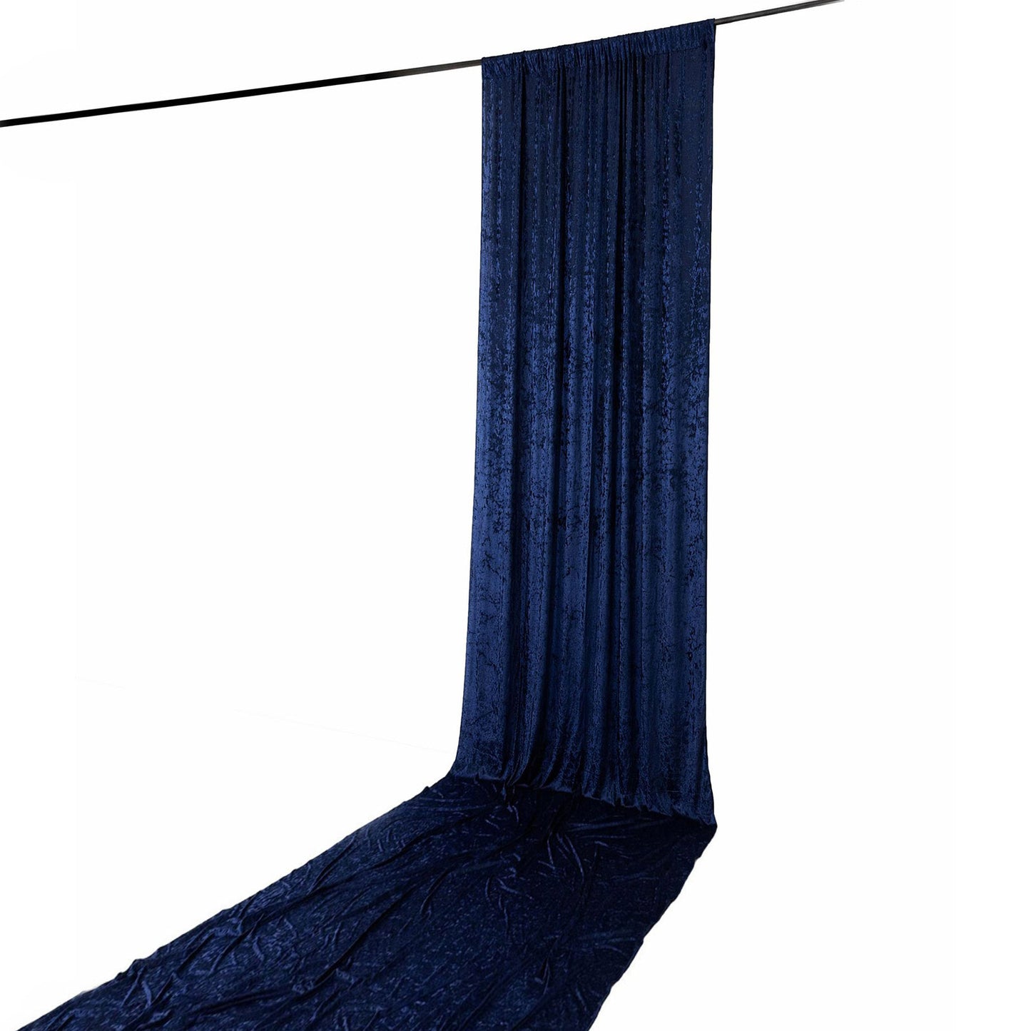 5ft x 20ft Premium Crushed Velvet Backdrop Curtain Navy Blue – Ceiling Drape Panel & Room Divider Cu