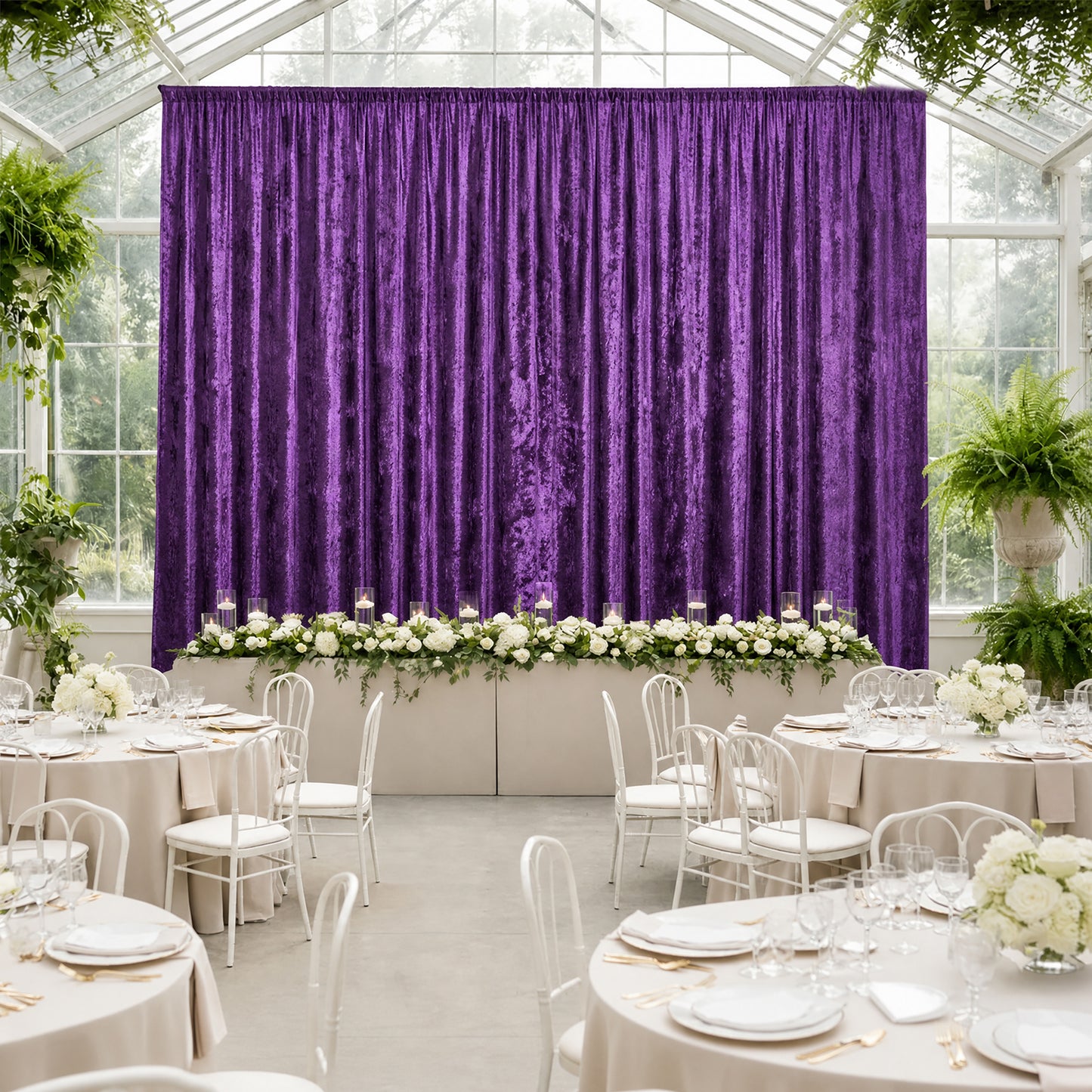 5ft x 20ft Premium Crushed Velvet Backdrop Curtain Purple – Ceiling Drape Panel & Room Divider Curta