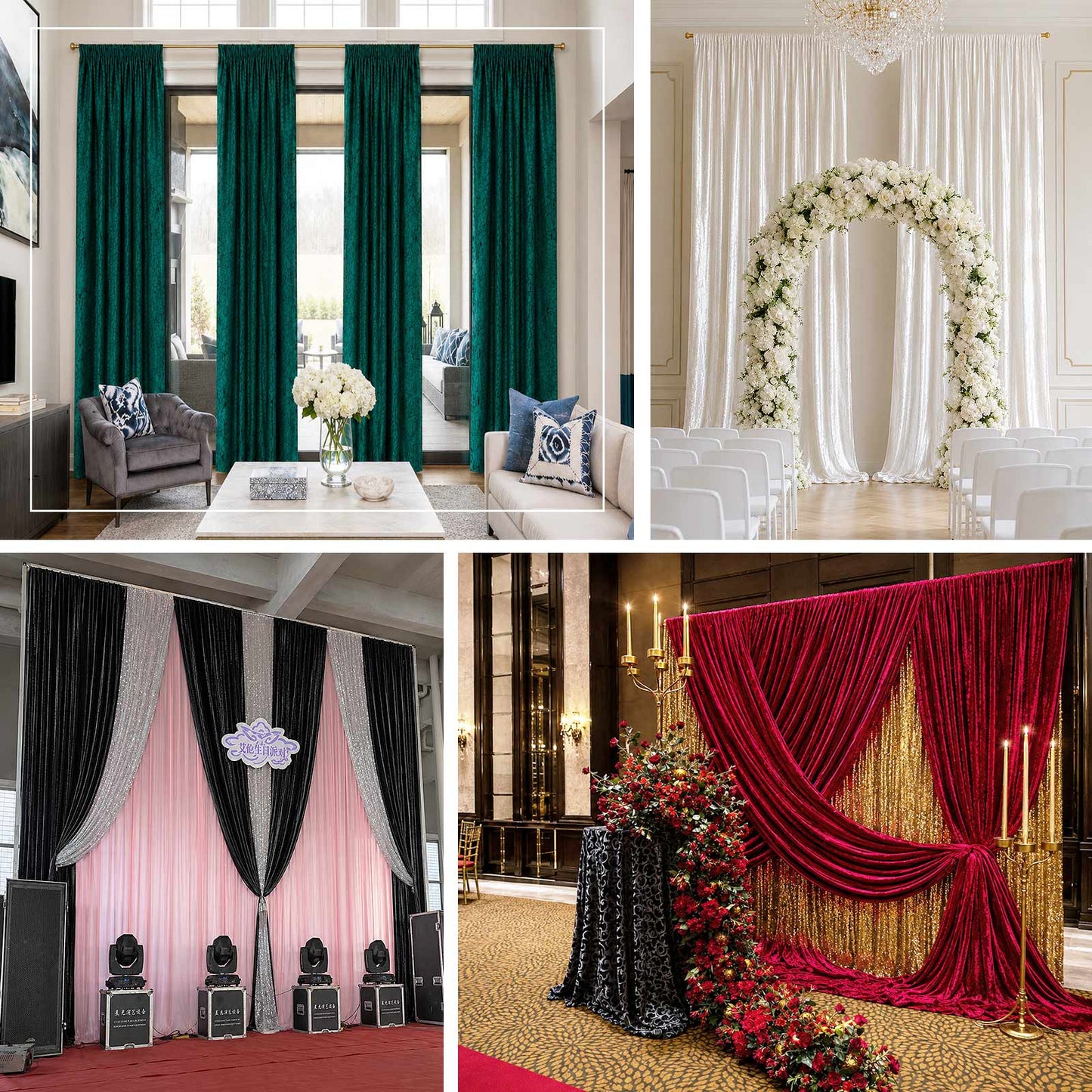 Premium crushed velvet curtain panel for receptions, parties, and special event backdrops