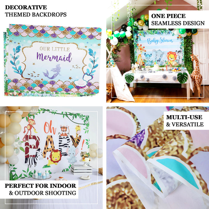 Colorful Cinco De Mayo fiesta backdrop with multi-color stripes and paper flowers.